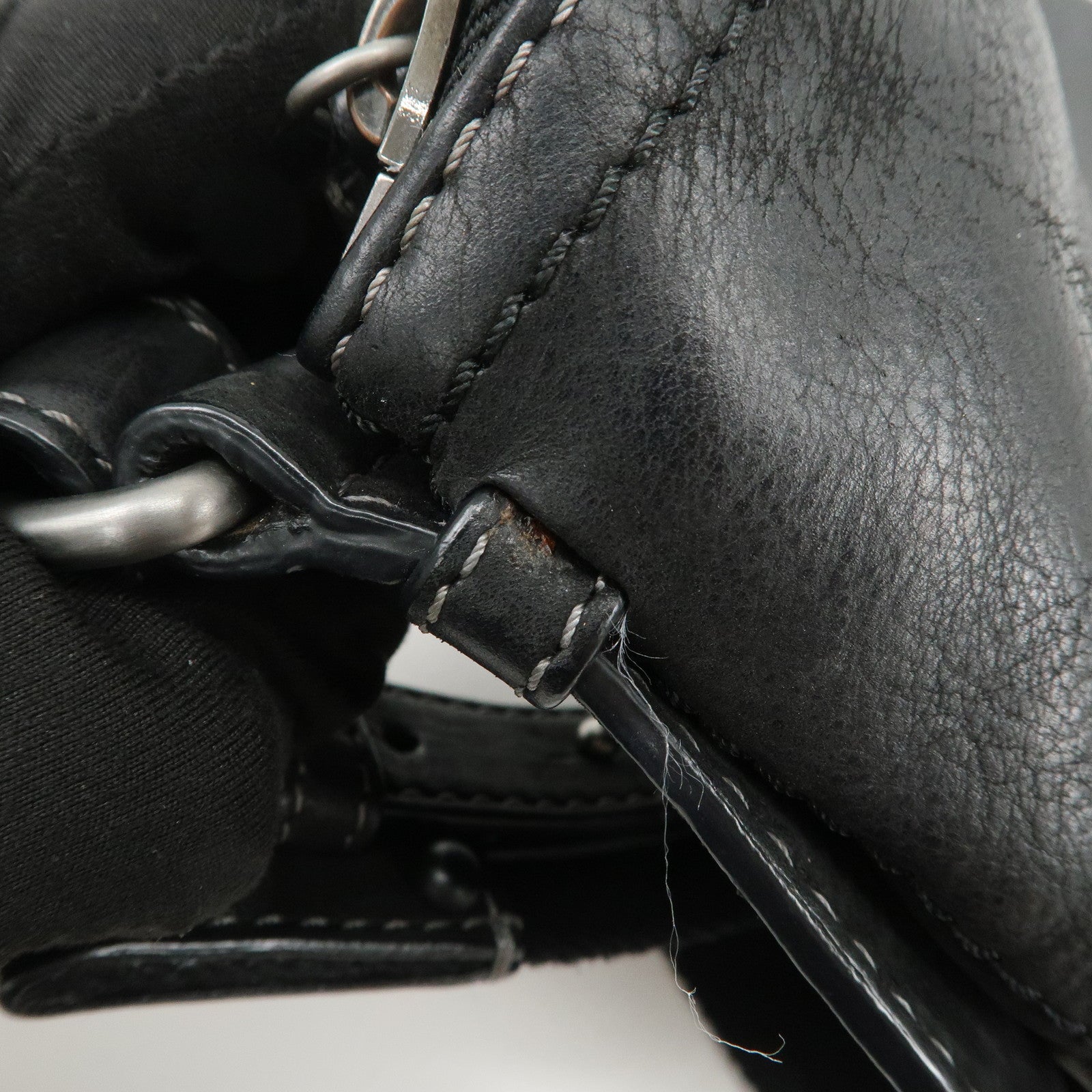 LOEWE Anagram Leather Canvas Shoulder Bag Crossbody Black