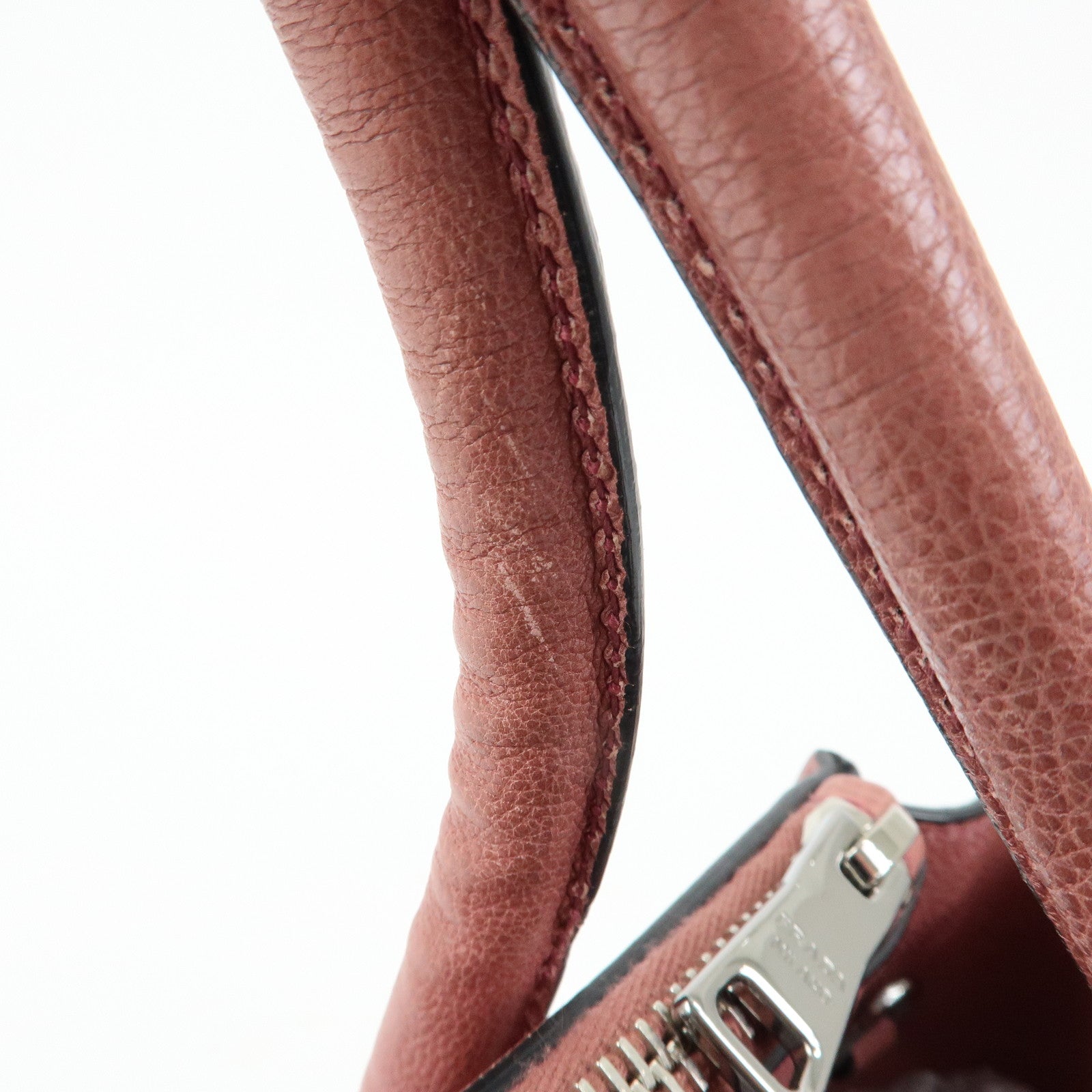 PRADA Triangle Logo Leather 2Way Bag Hand Bag Shoulder Bag Pink