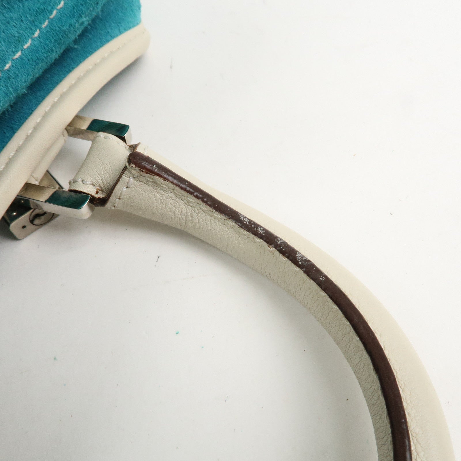 LOEWE Anagram Suede Leather Amazona 28 Hand Bag Blue White