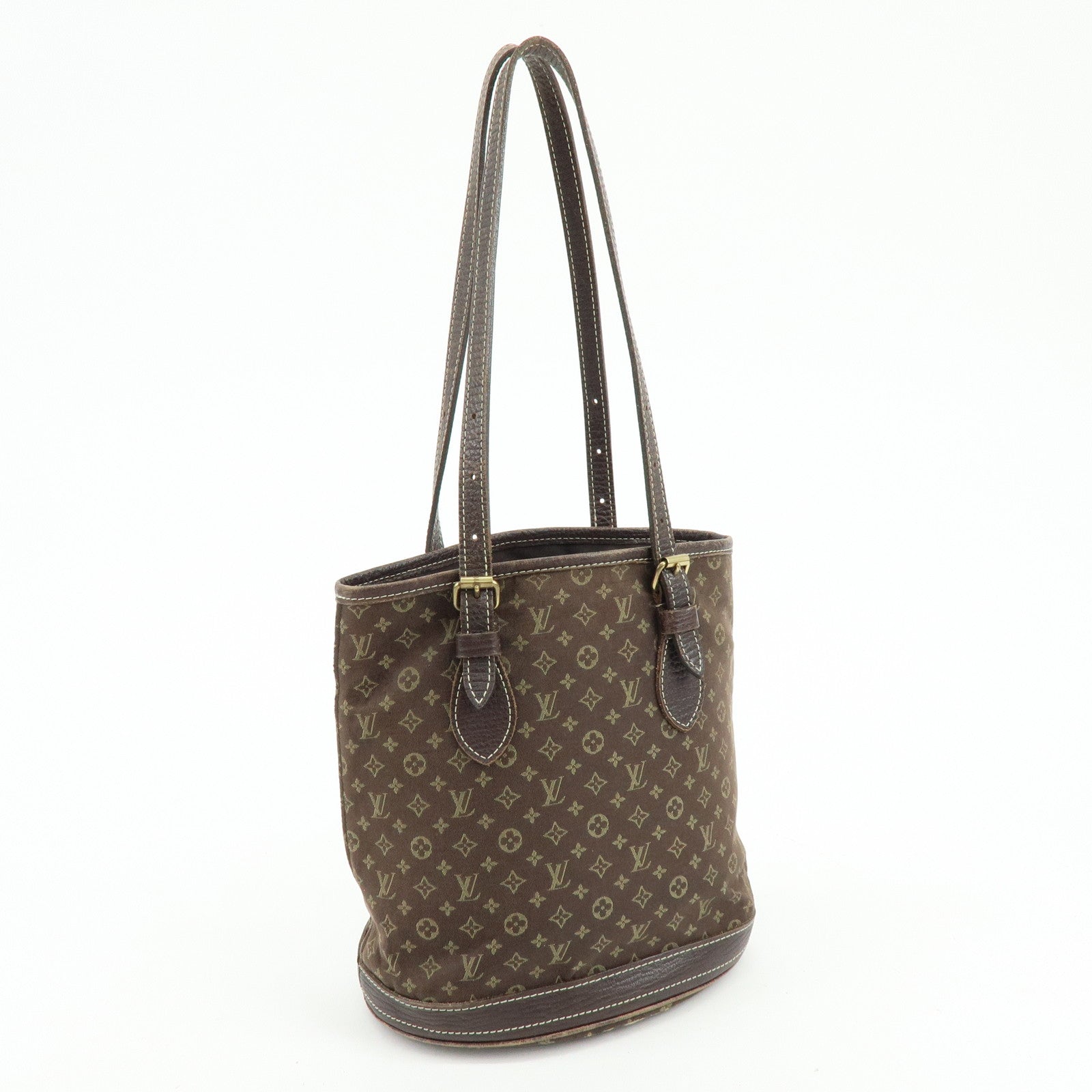 Louis Vuitton Monogram Mini Lin Bucket PM Tote Bag Ebene M95226
