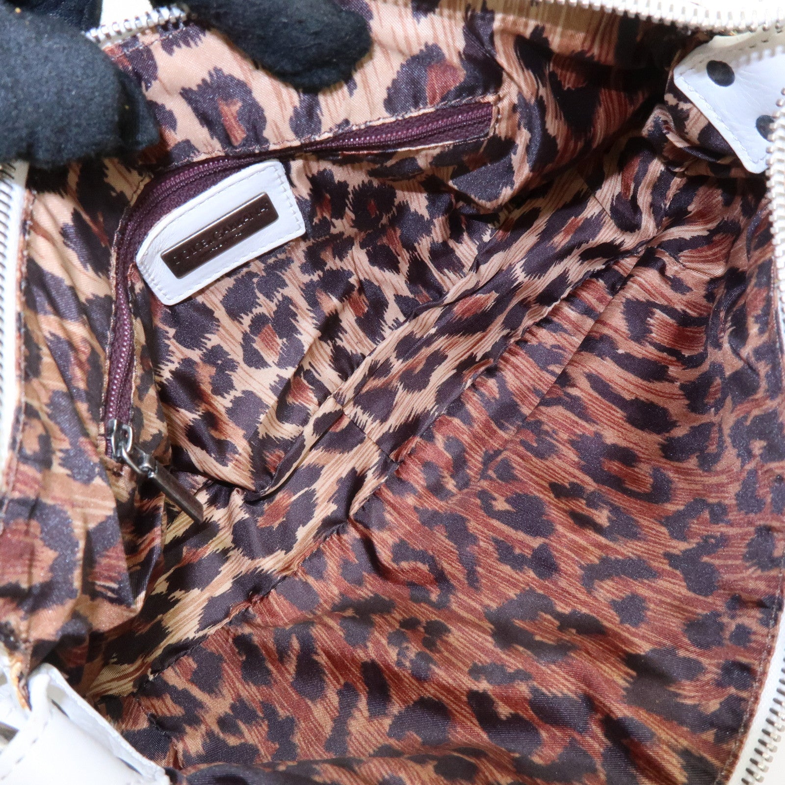 Dolce&Gabbana Leather Hand Bag Shoulder Bag Studs White