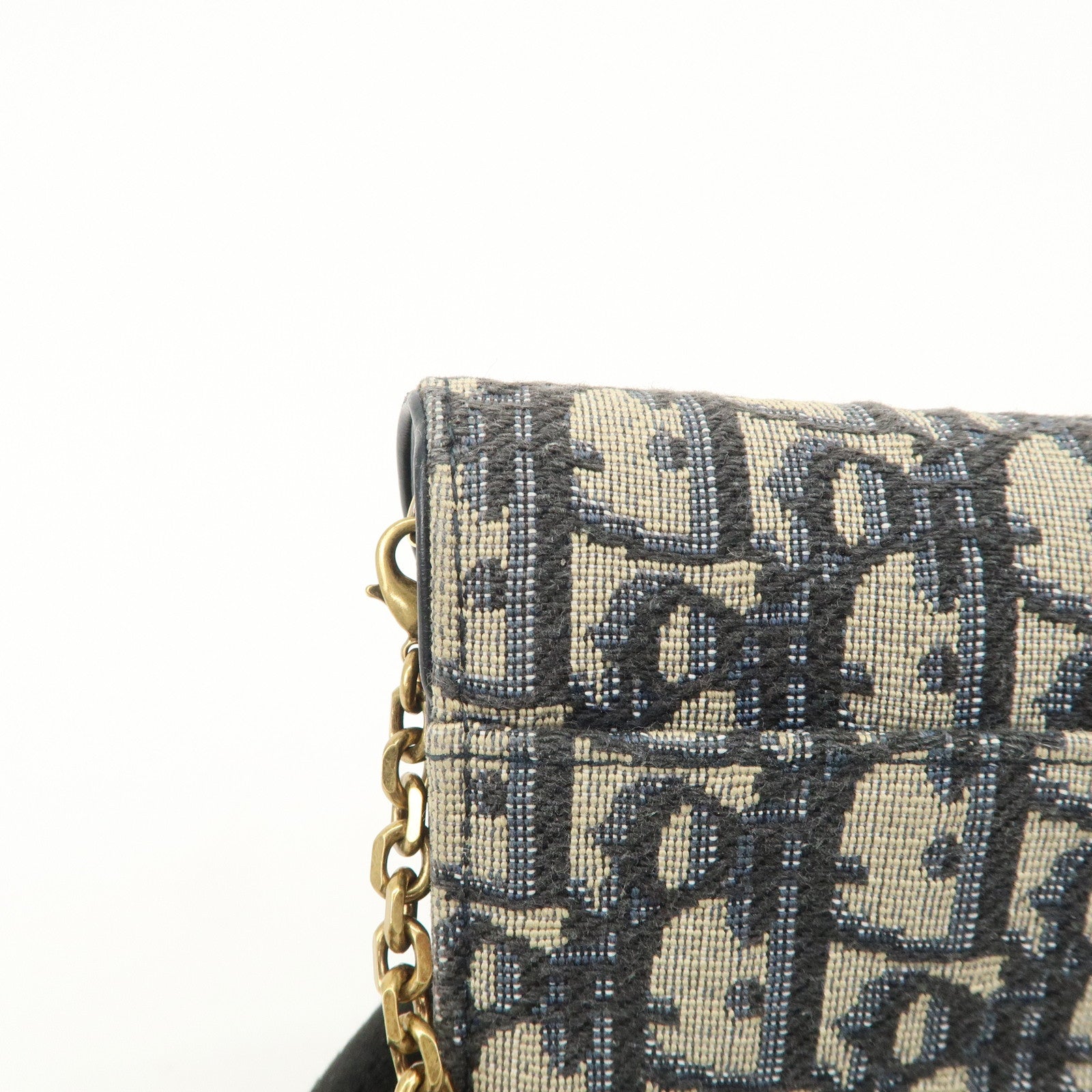 Christian Dior Jacquard Leather Saddle Small Chain Shoulder Wallet