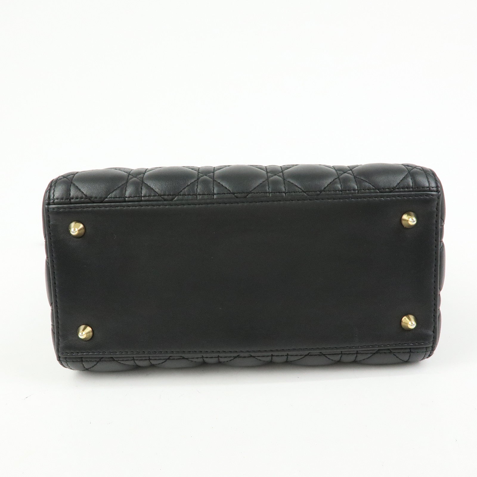 Christian Dior Lady Dior Canage Leather 2Way Bag Hand Bag Black