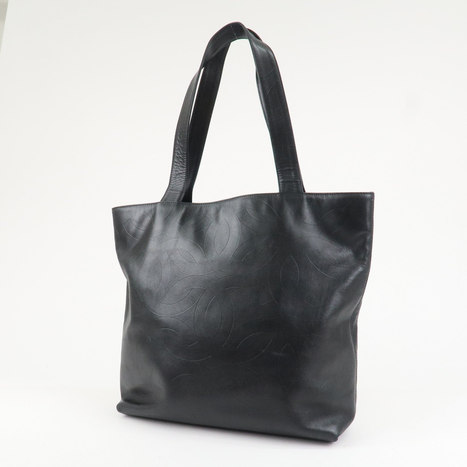 CHANEL COCO Mark Leather Bag Tote Bag Black Used