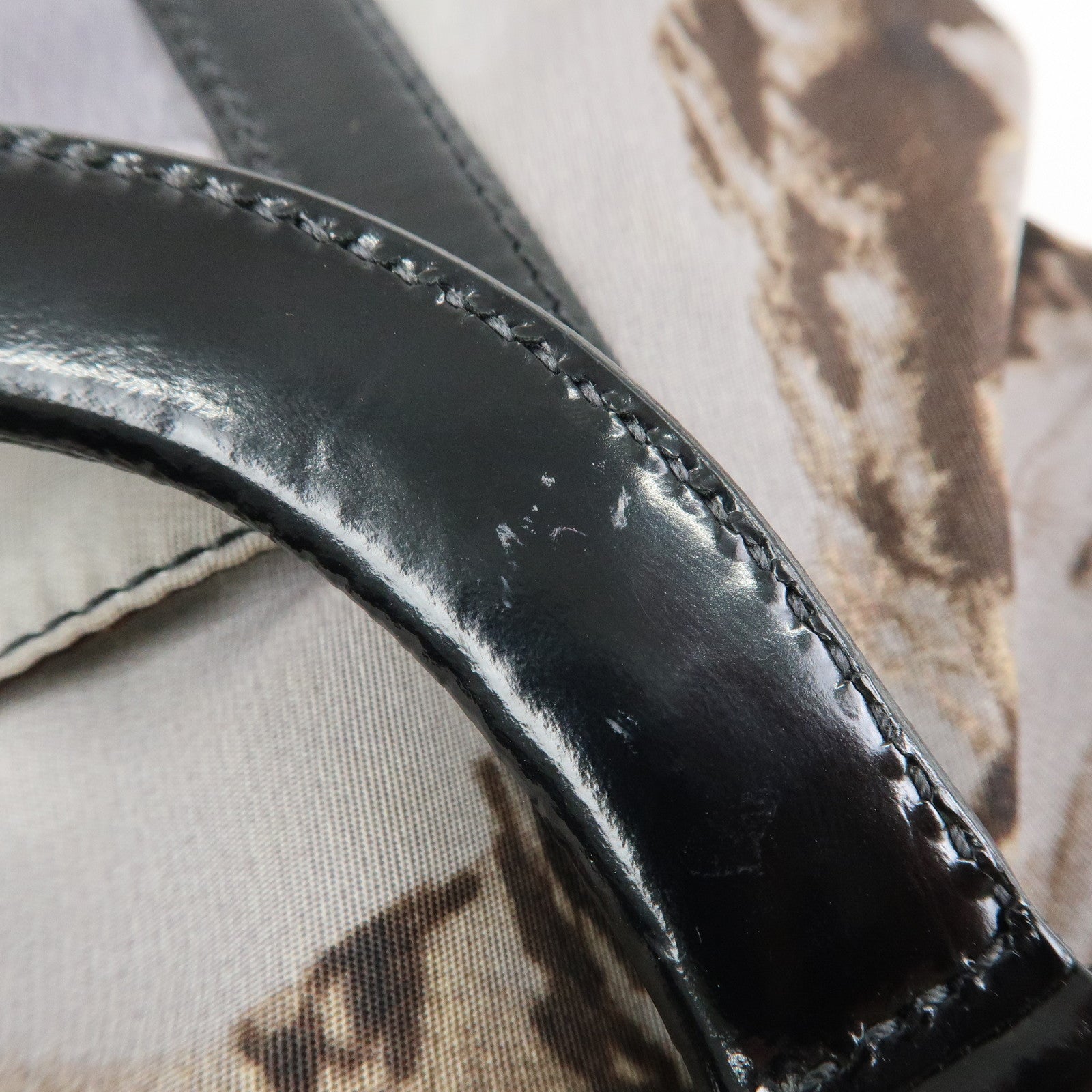 PRADA Triangle Logo Nylon Leather Tote Bag Hand Bag Gray BN2791