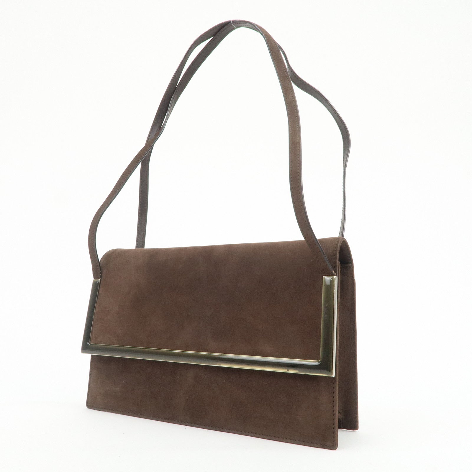 Ferragamo Leather Shoulder Bag Hand Bag Brown