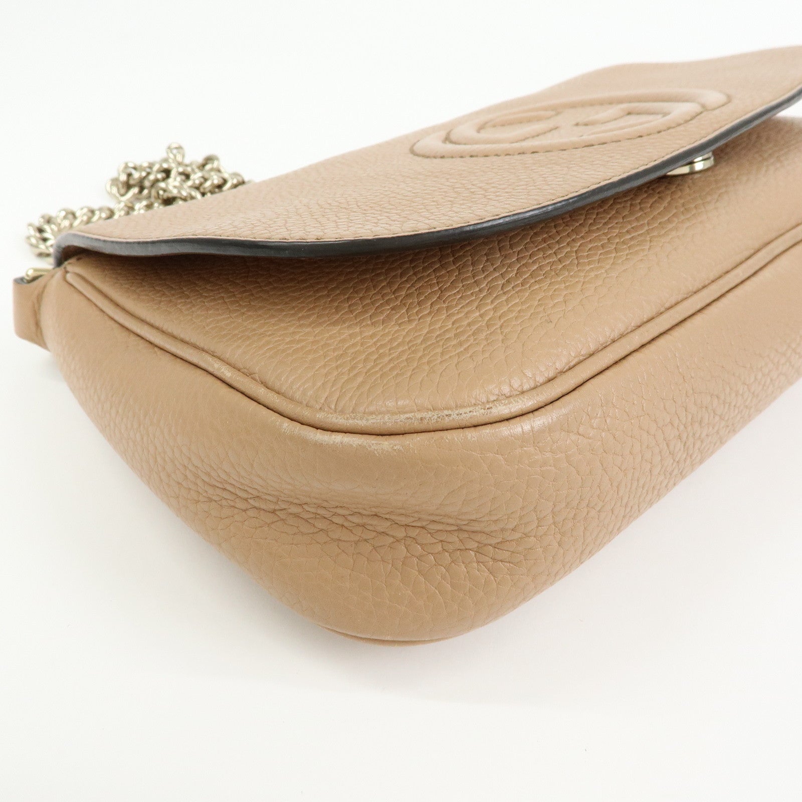 GUCCI SOHO Leather Chain Shoulder Bag Crossbody Bag Beige 536224