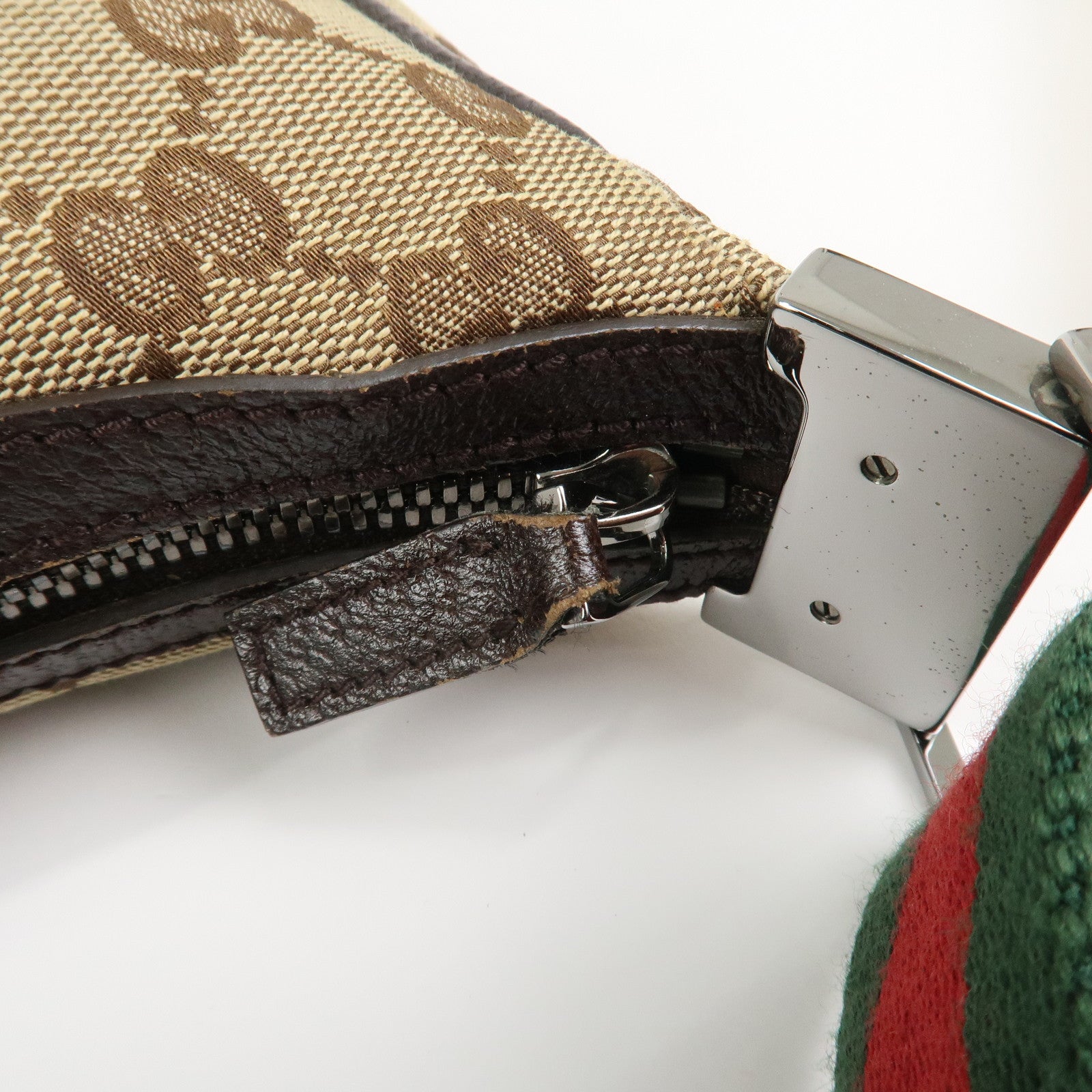 GUCCI Sherry GG Canvas Leather Shoulder Bag Beige Brown 122790