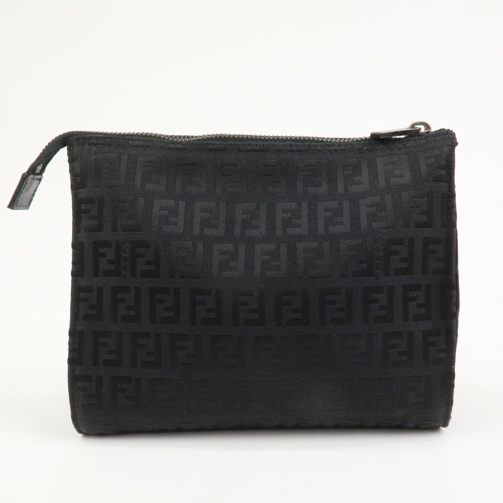 FENDI Zucchino Logo Canvas Cosmetic Pouch Black 7N0007