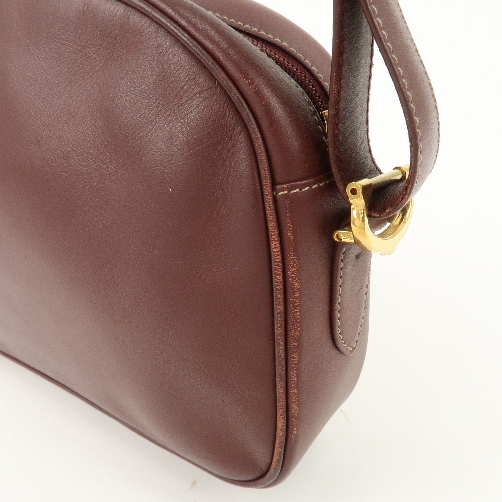 Cartier Must de Cartier Calf Leather Shoulder Bag Burgundy Gold HDW