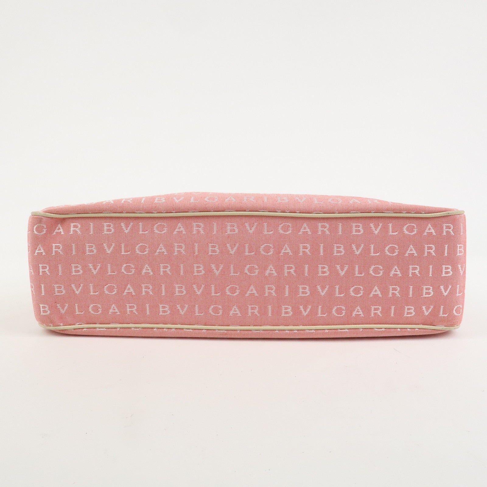 BVLGARI Logo Mania Canvas Leather Shoulder Bag Hand Bag Pink