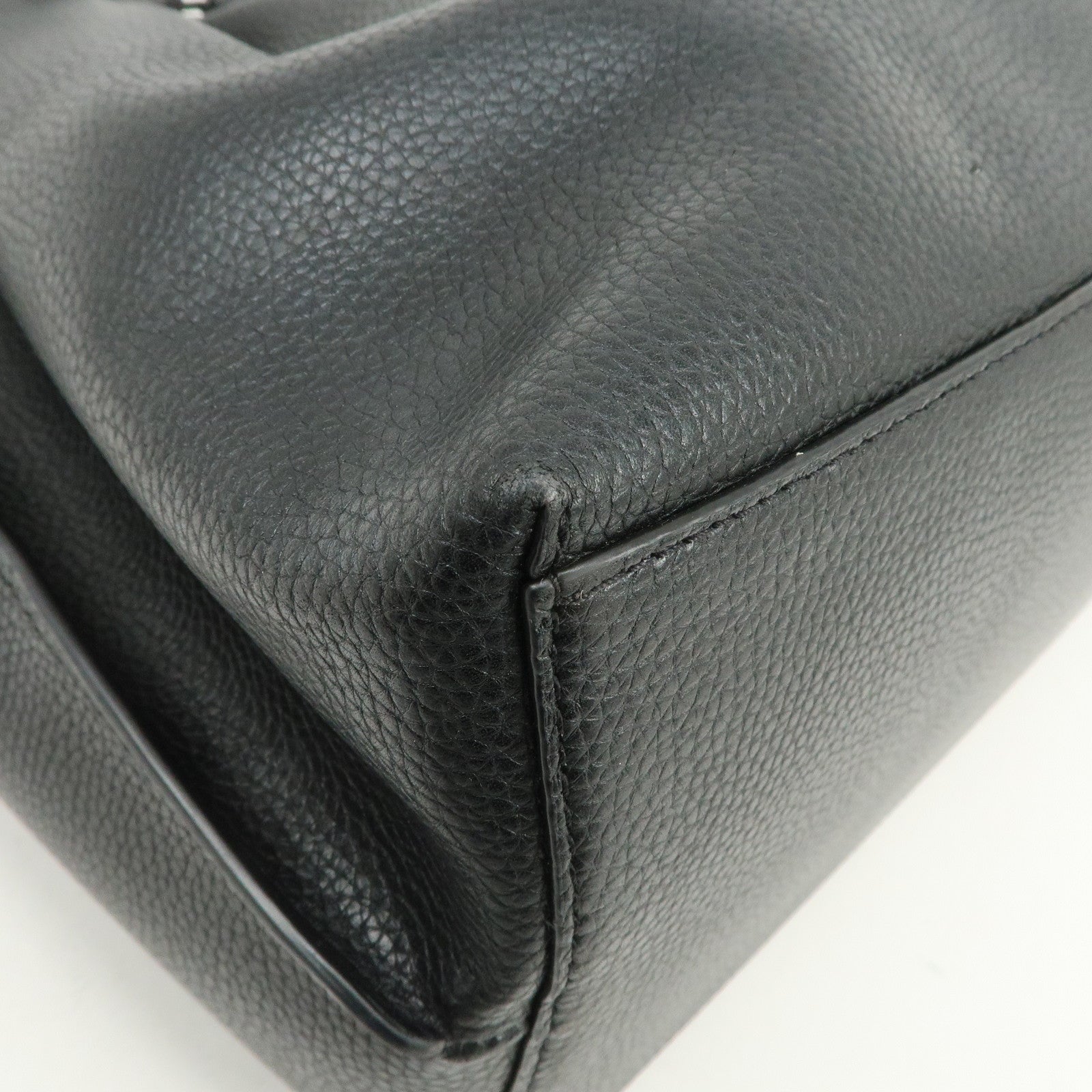 MICHAEL KORS Logo Leather Shoulder Bag Hand Bag Black