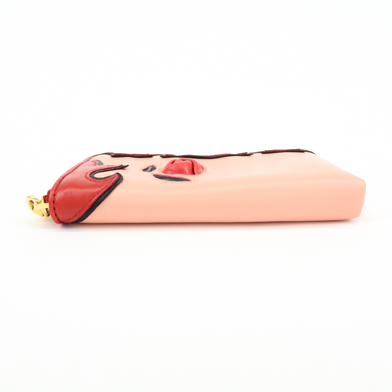 MIU MIU Lamb Skin Leather Zippy Pouch Rose Pink Red