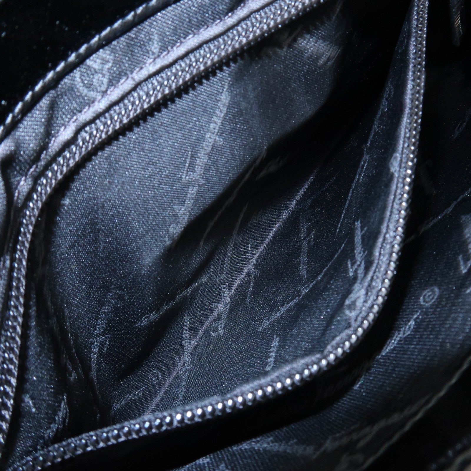 Ferragamo Patent Leather Shoulder Bag Hand Bag Black Silver HDW