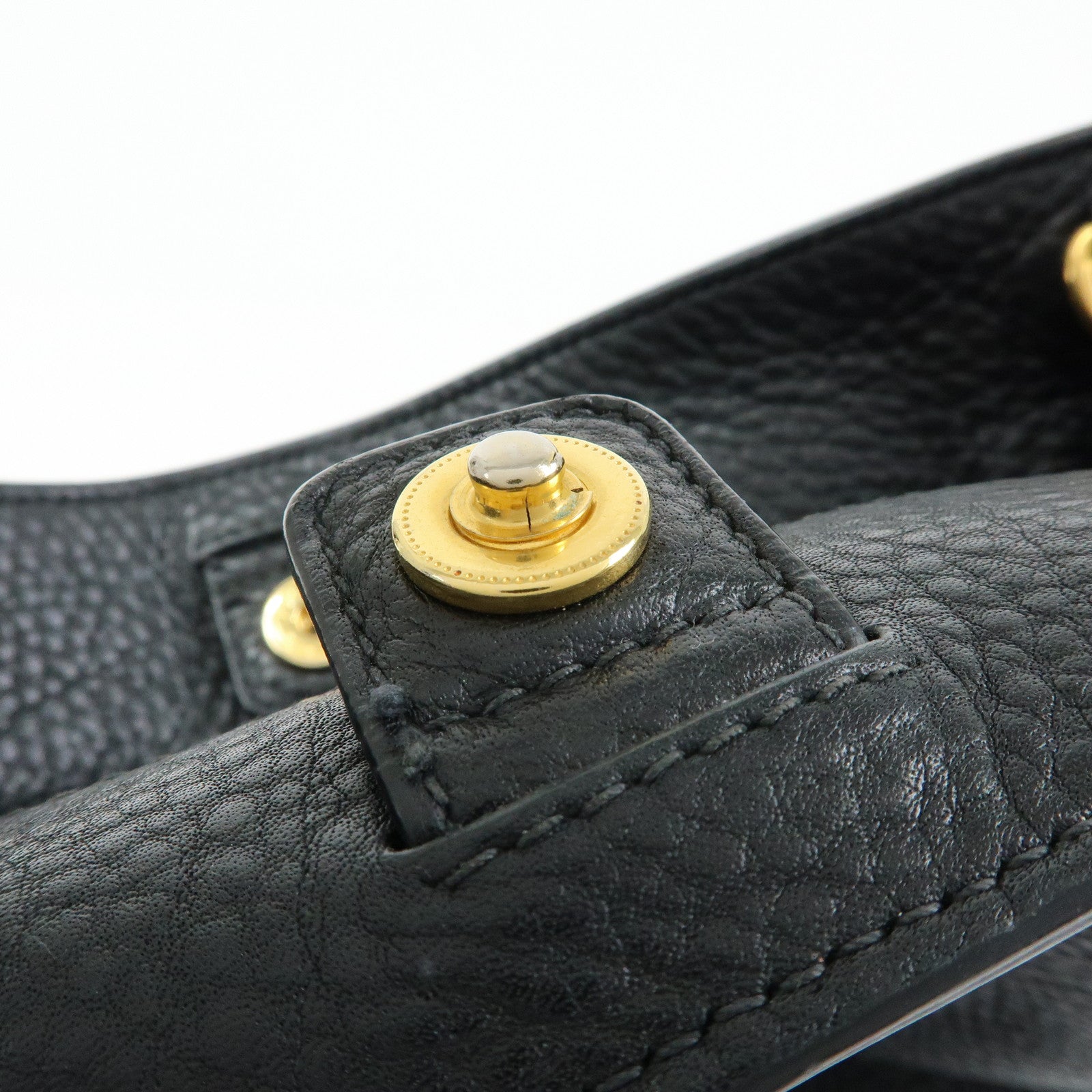 PRADA Logo Vittello Daino Leather 2Way Bag Tote Bag Black BR4393