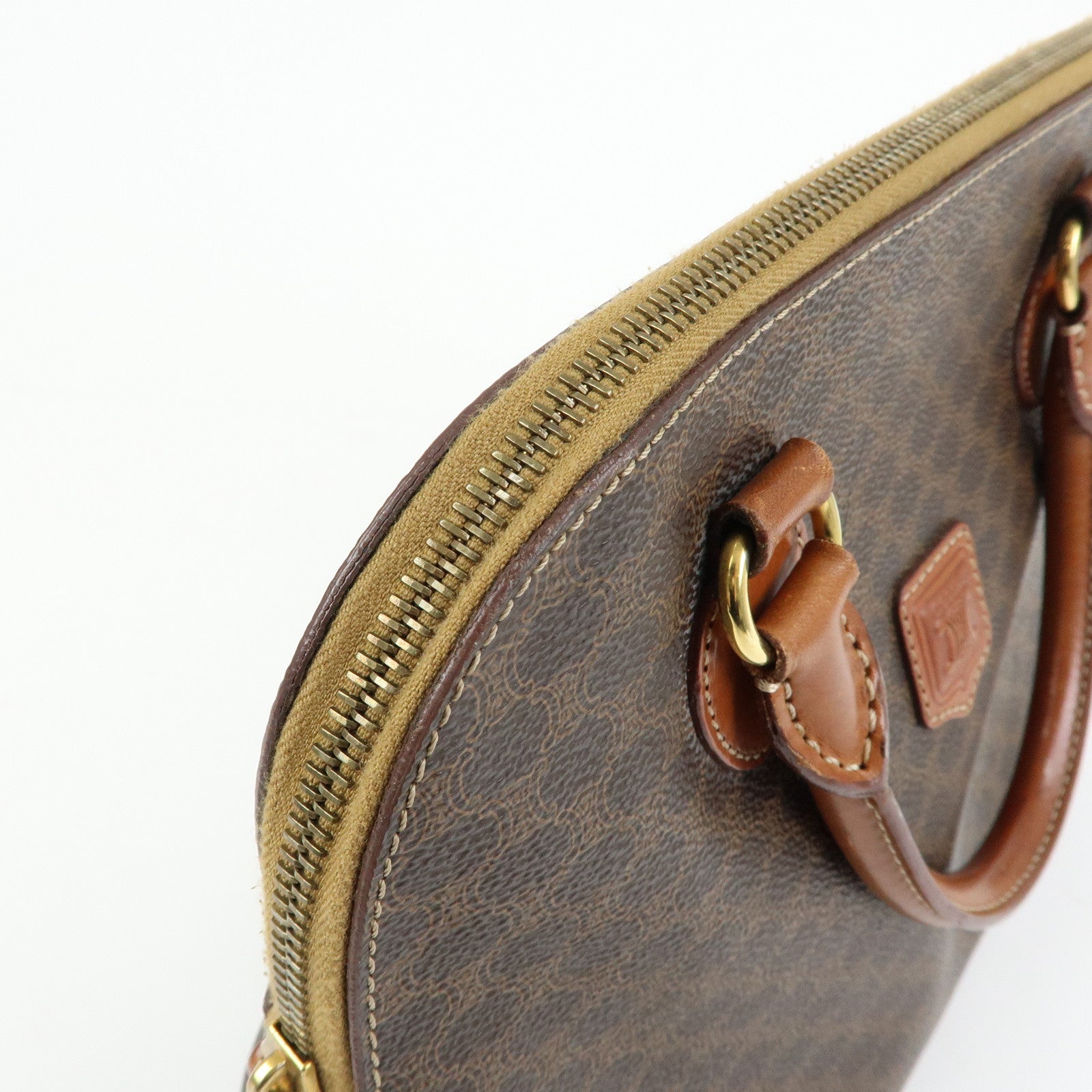 CELINE Macadam PVC Leather Hand Bag Brown