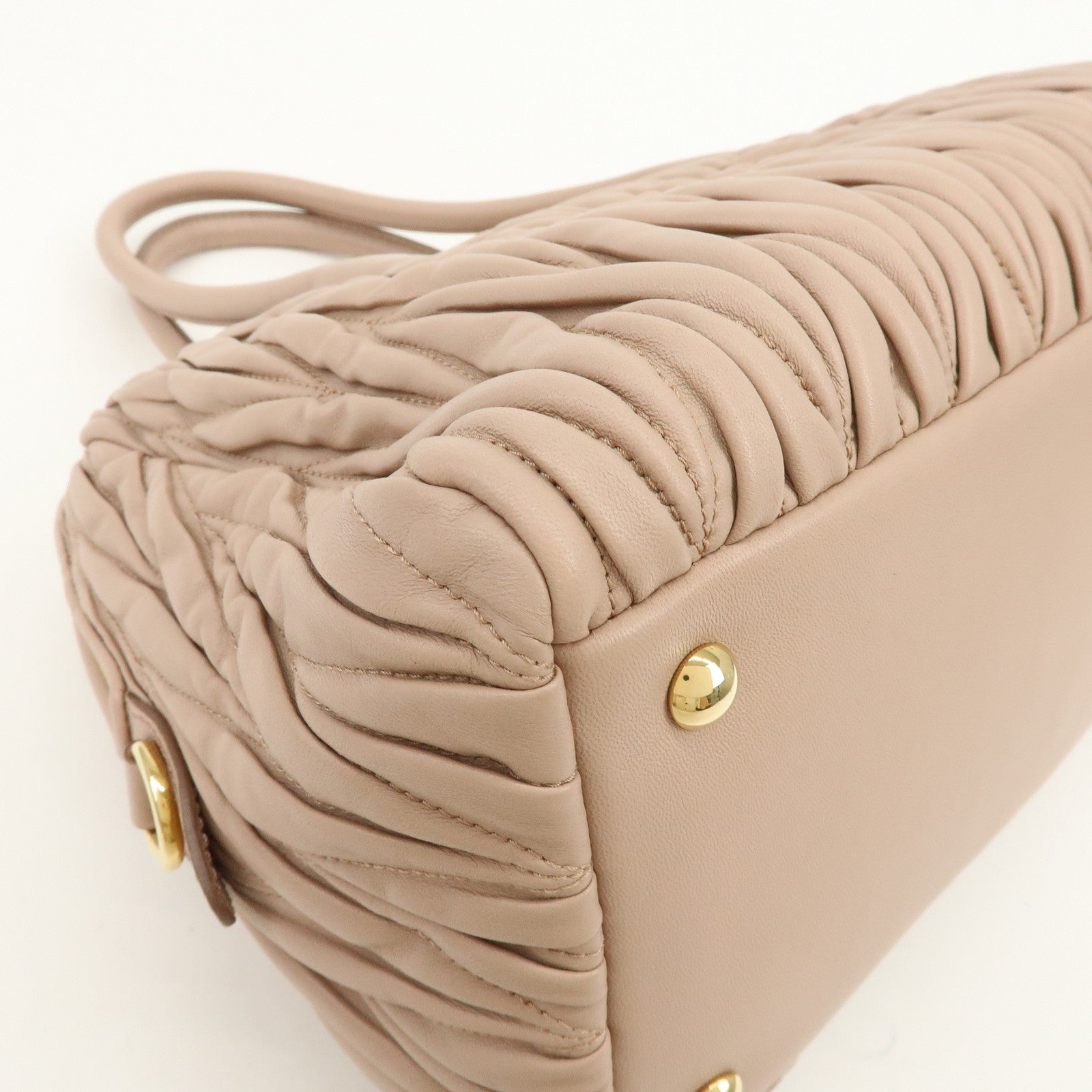 MIU MIU Matelasse Nappa Leather 2Way Hand Shoulder Bag Pink RLN059