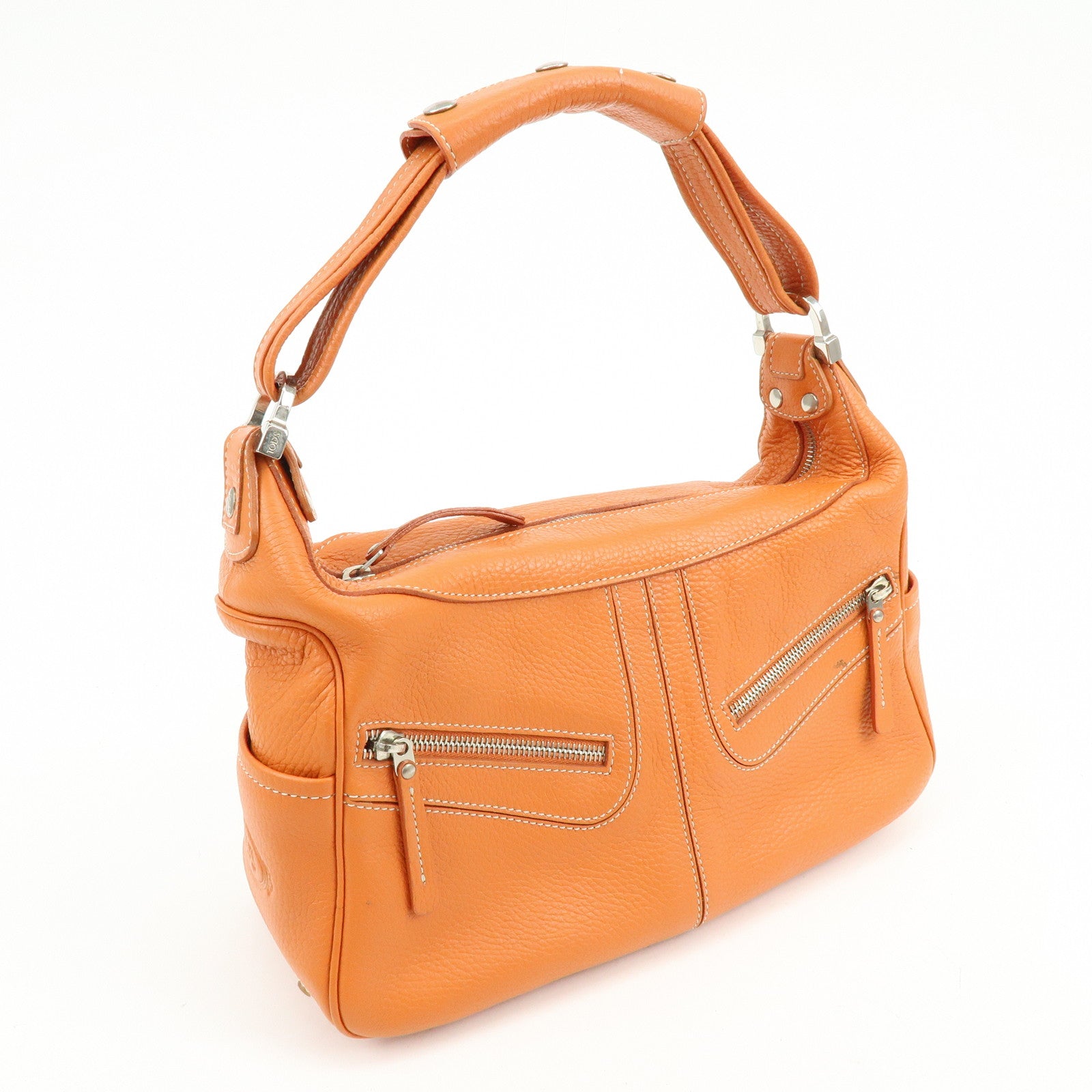 TOD'S Miky Leather Shoulder Bag Hand Bag Orange