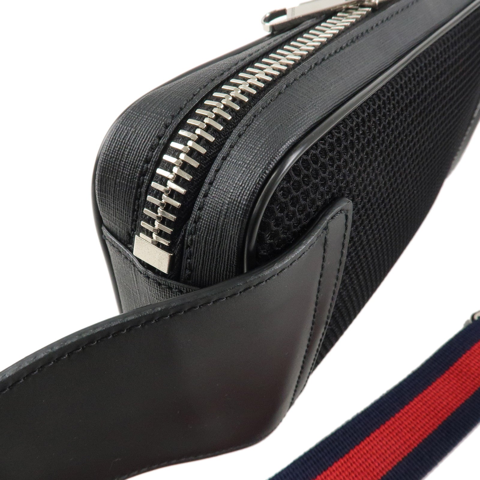 GUCCI GG Supreme Leather Waist Bag Crossbody Bag Black 474293 Used
