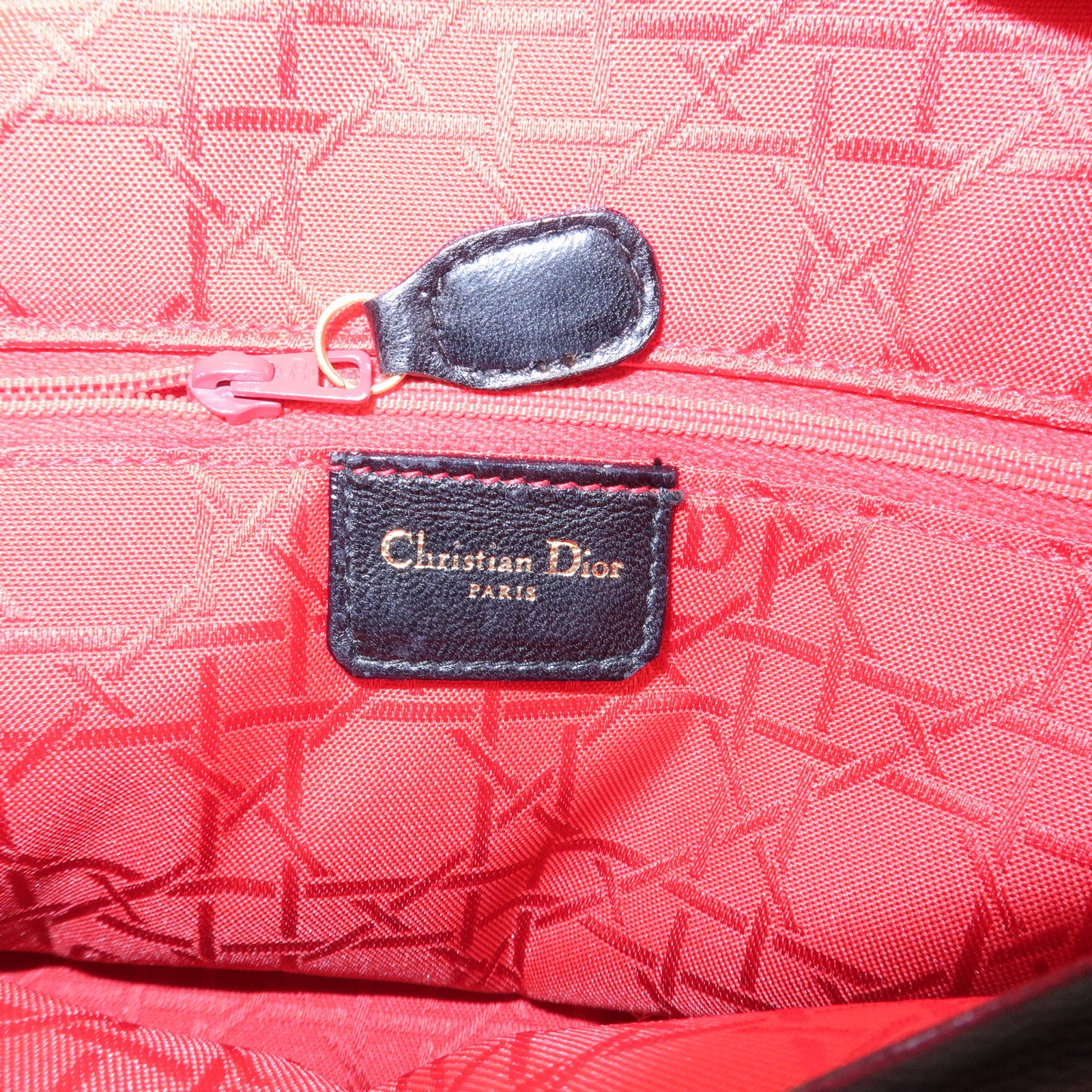 Christian Dior Cannage Lady Dior Leather Large 2Way Bag Black