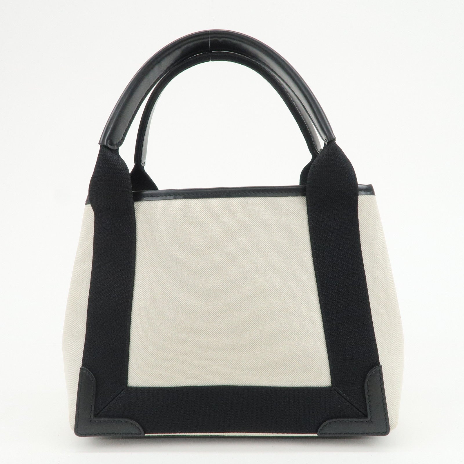 BALENCIAGA Navy Cabas XS Canvas Calf Skin 2Way Hand Bag 390346