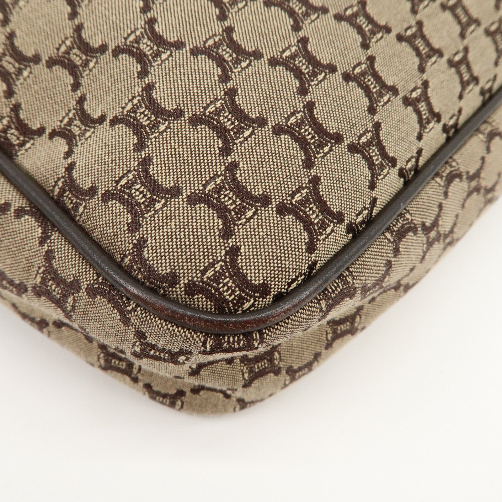 CELINE Macadam Canvas Leather Shoulder Bag Crossbody Bag Brown