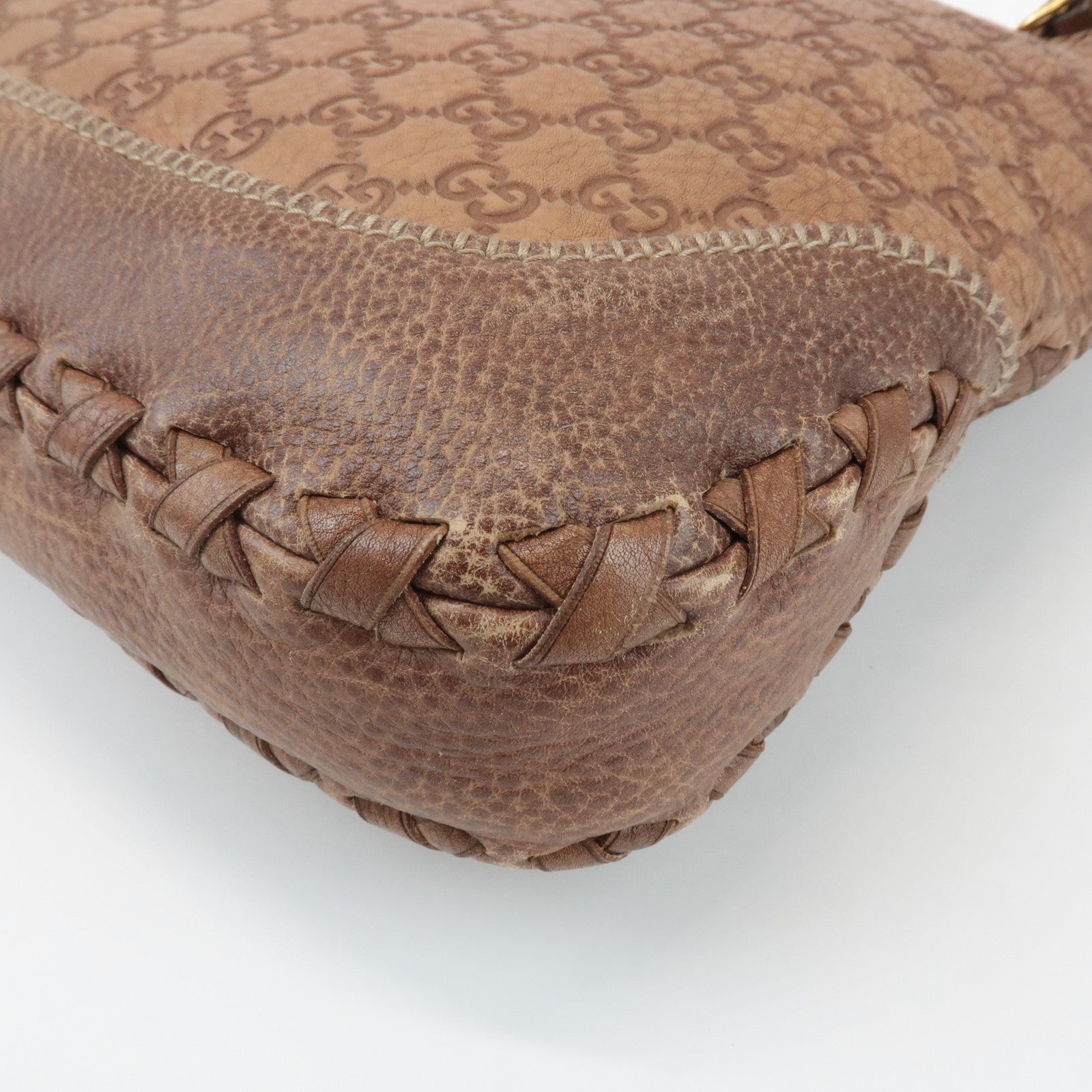 GUCCI New Jackie Bamboo Guccissima Leather Shoulder Bag Brown 218491 Used