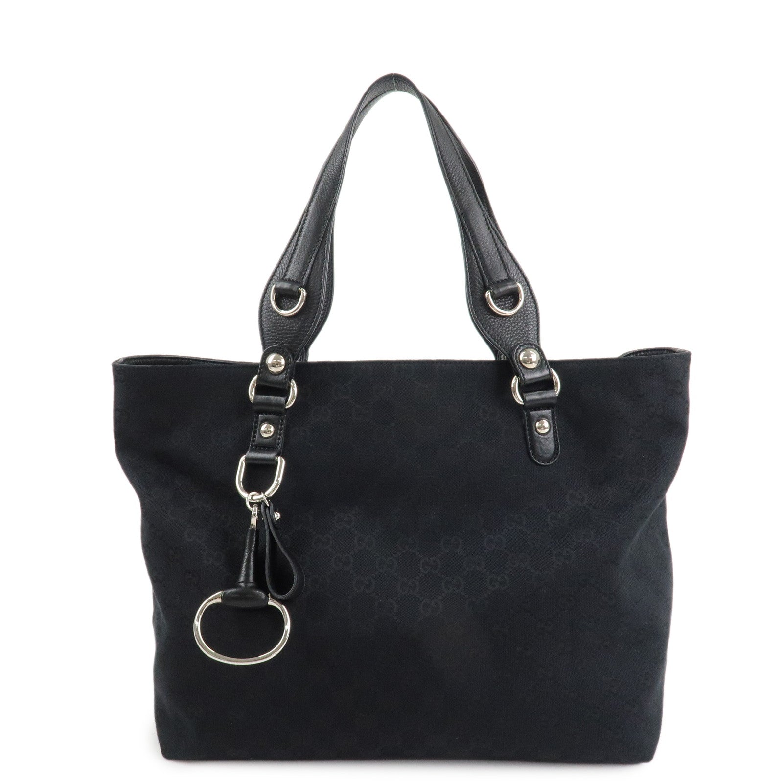 GUCCI Guccissima Leather Horsebit Tote Bag Black 229852 Used