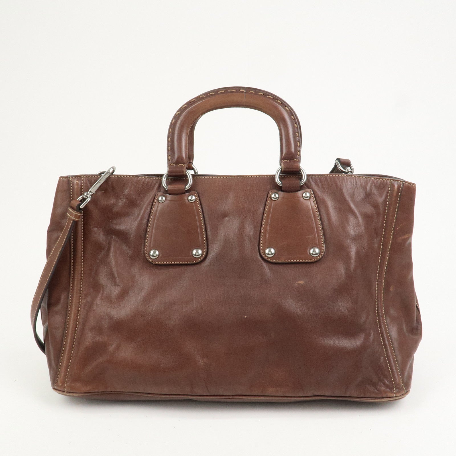 PRADA Triangle Logo 2Way Bag Tote Bag Shoulder Bag BN1889