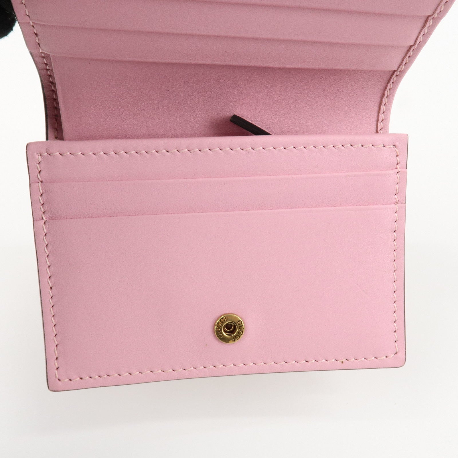 GUCCI GG Supreme Leather Strawberry Print Bi-fold Wallet 573839 Used