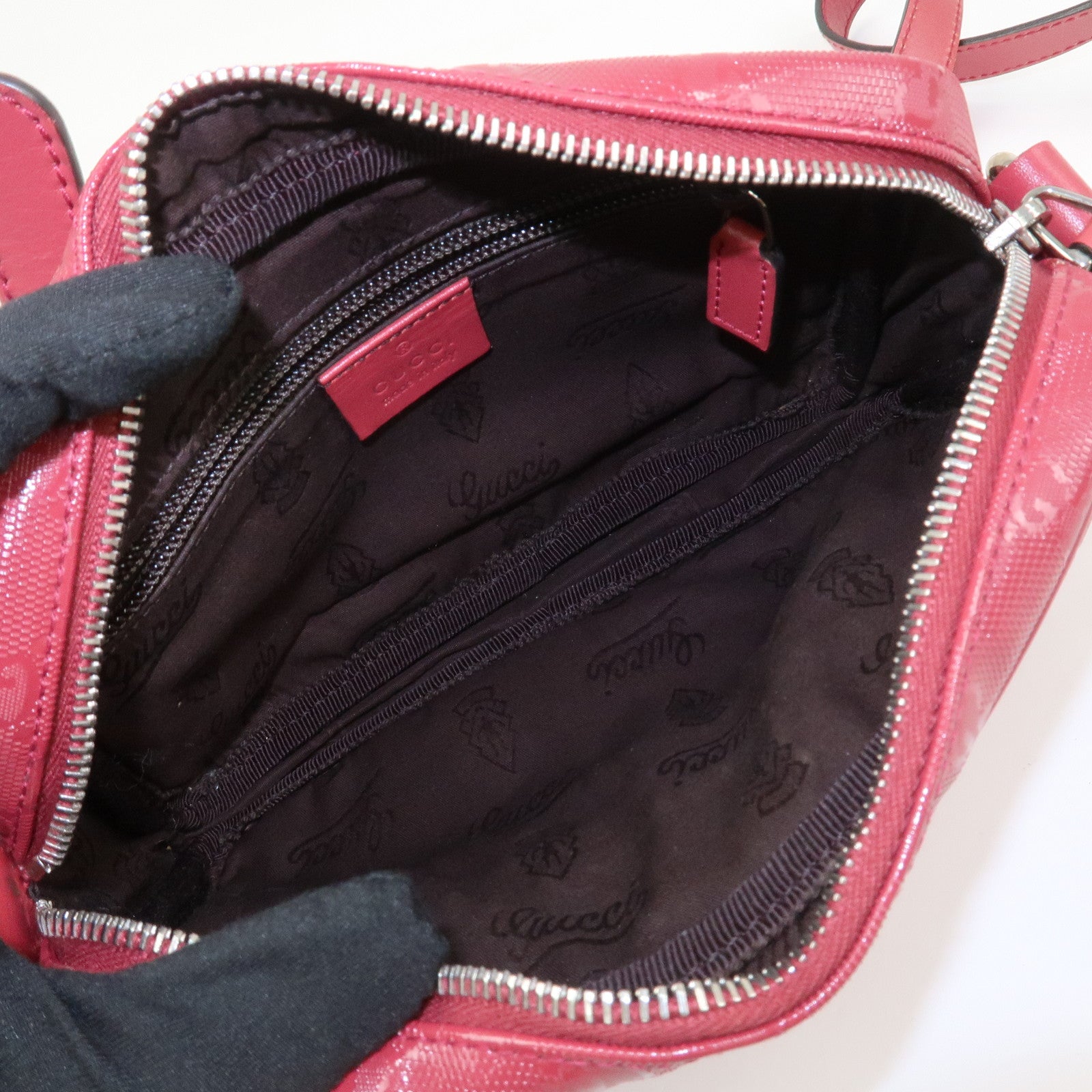 GUCCI GG Imprime GG Supreme Leather Shoulder Bag Pink 201447