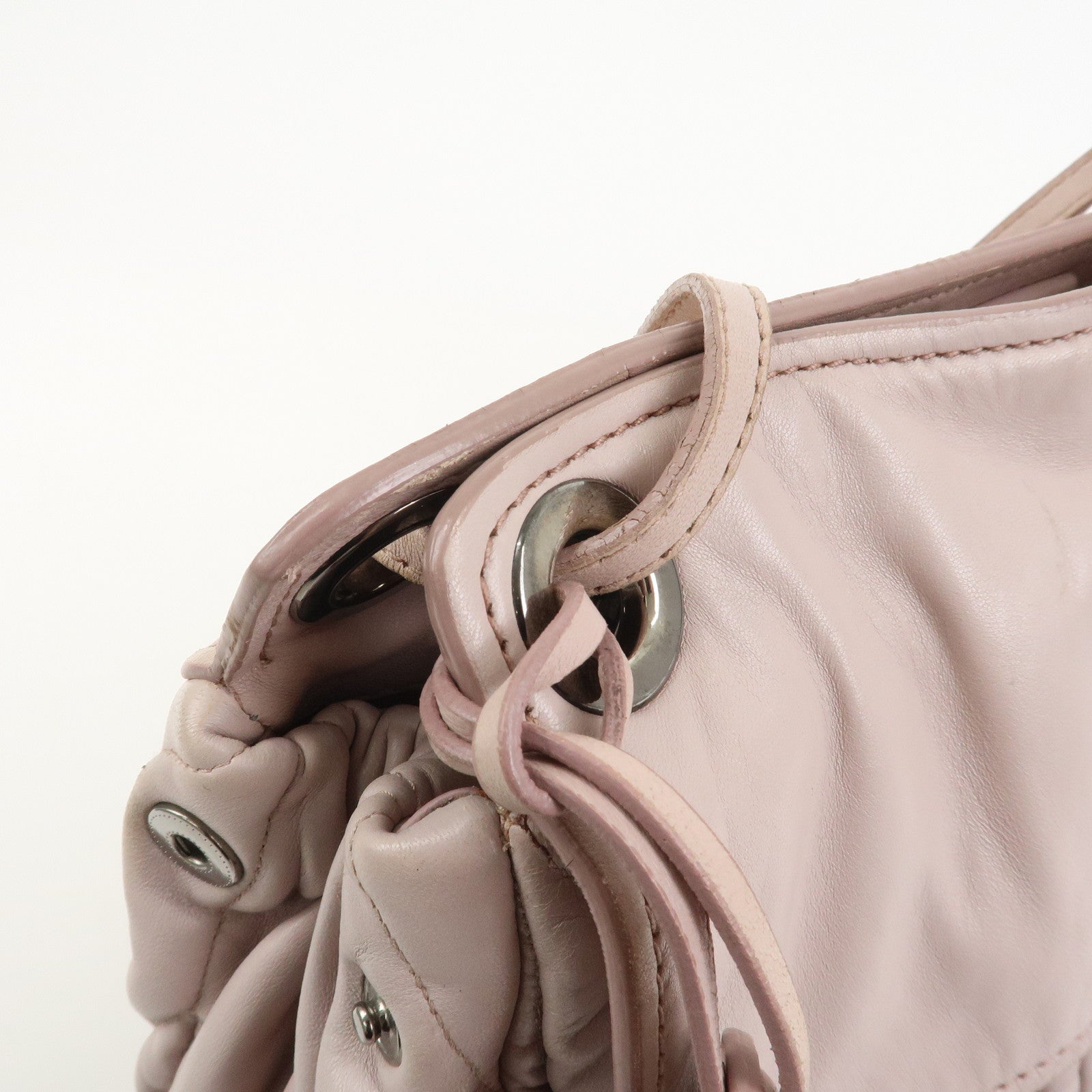 MIU MIU Matelasse Nappa Leather Tote Bag Shoulder Bag Light Pink