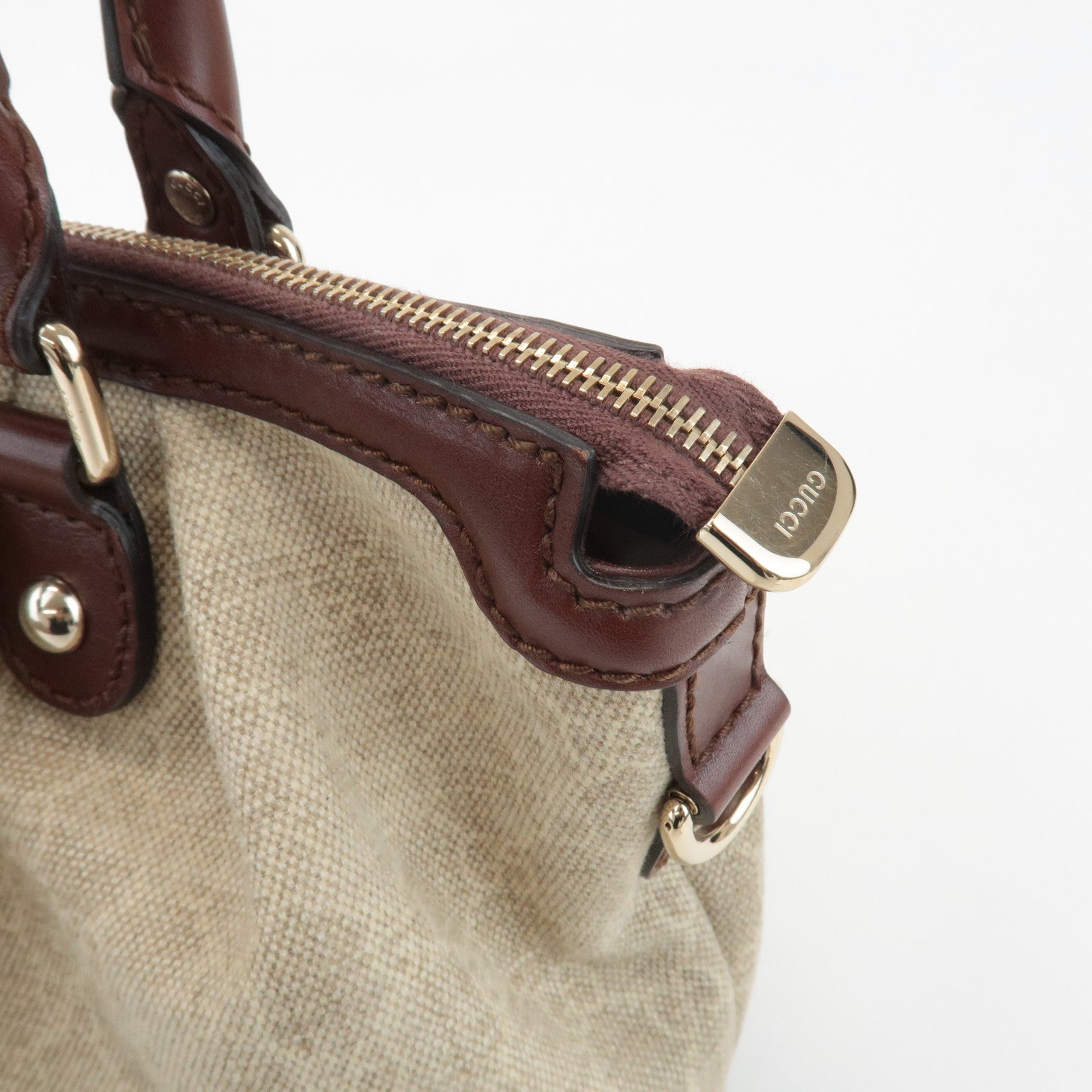 GUCCI Sukey GG Canvas Leather 2Way Bag Hand Bag Beige Brown 247902 Used