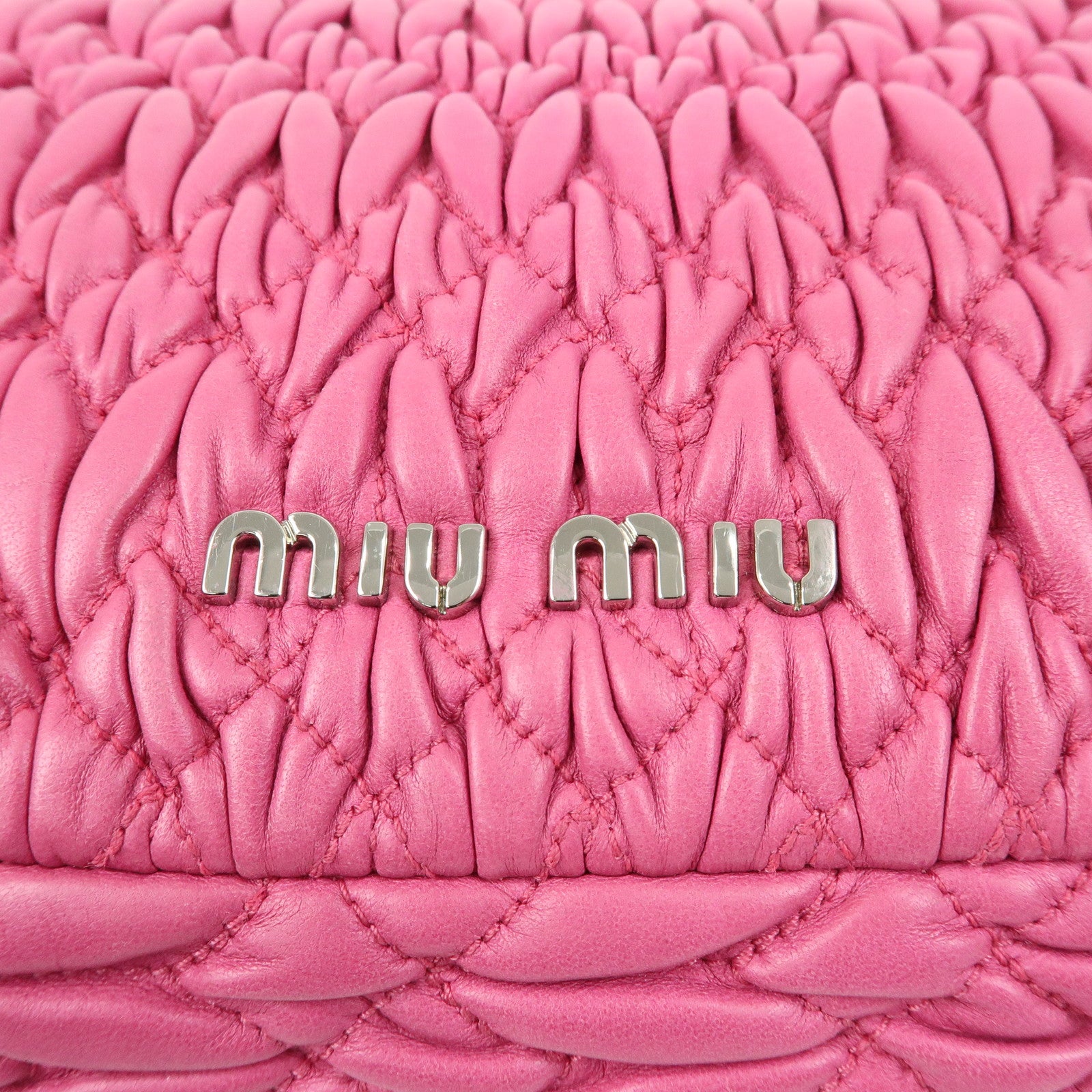 MIU MIU Matelasse Nappa Leather Rhinestone 2Way Bag Pink RP0169