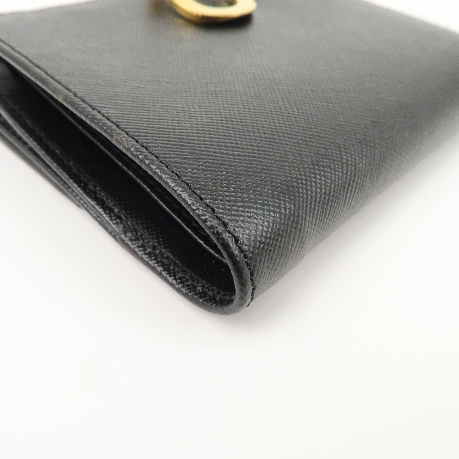 Ferragamo Gancini Leather Bi-fold Compact Wallet Black 22 0778