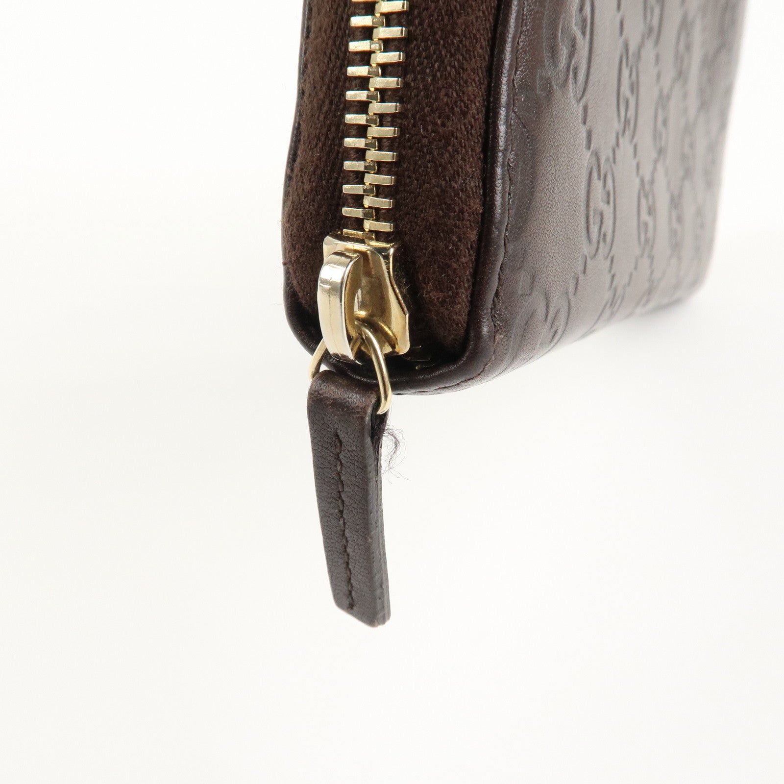 GUCCI Guccissima Leather Round Zippy Long Wallet Dark Brown 112724 Used