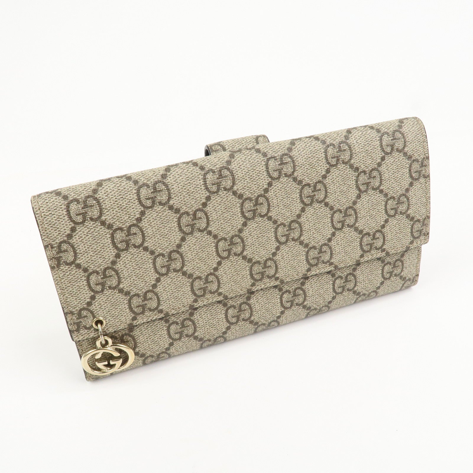 GUCCI GG Supreme Interlocking G Long Wallet Beige 212104