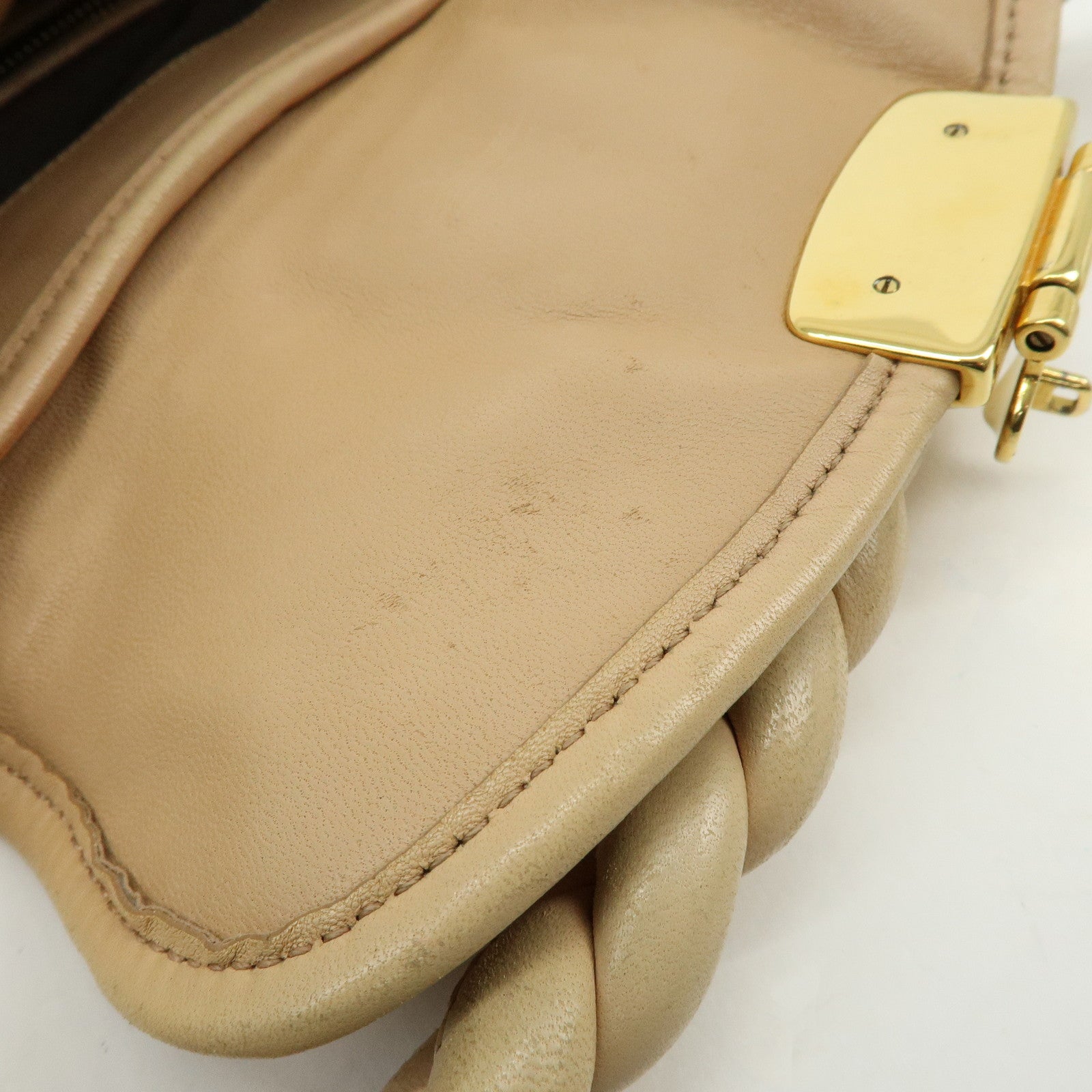 MIU MIU Matelasse Leather 2Way Bag Hand Bag Shoulder Bag Beige