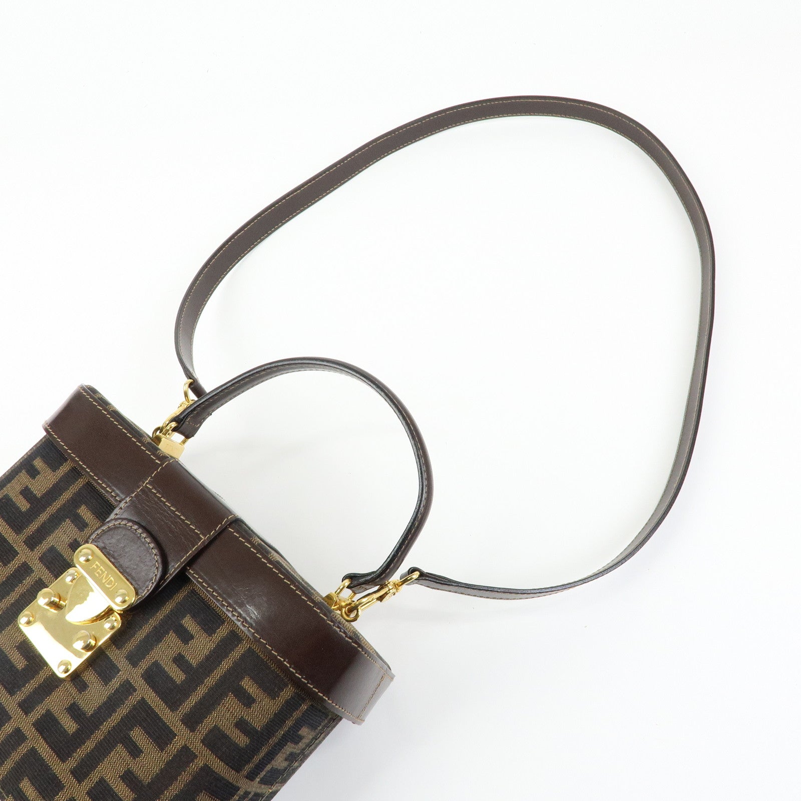 FENDI Zucca Canvas Leather 2Way Bag Hand Bag Shoulder Bag 914931
