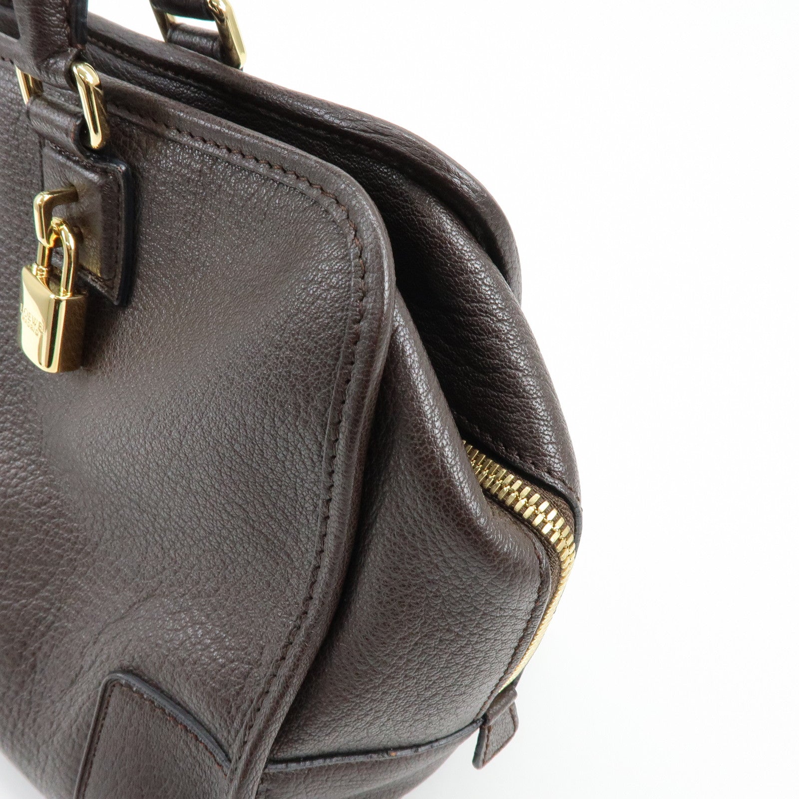 LOEWE Anagram Amazona 36 Hand Bag Boston Bag Dark Brown
