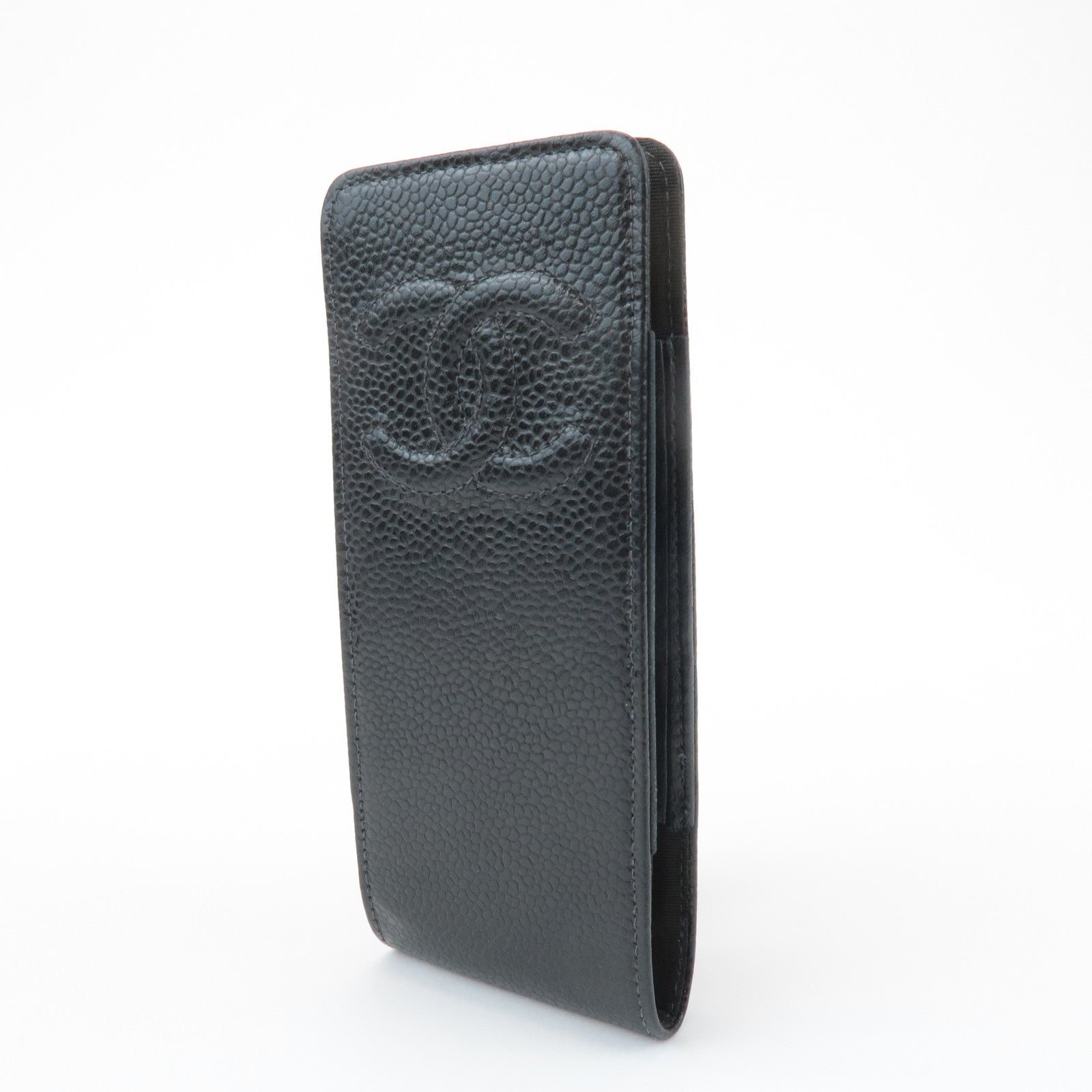 CHANEL COCO Mark Caviarskin Cell Phone Case Black Used
