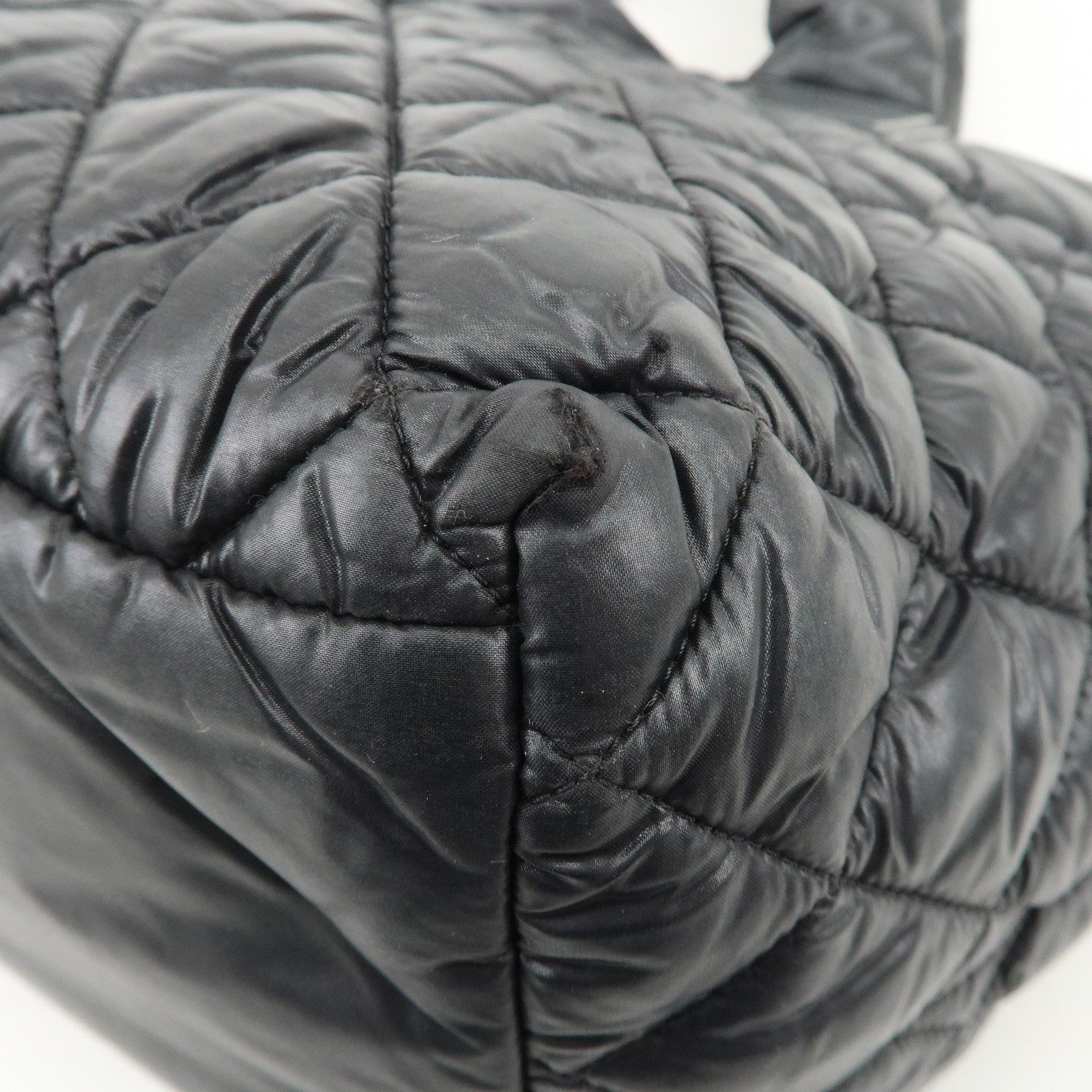 CHANEL COCO Cocoon PM Nylon Leather Tote Bag Hand Bag Black A48610