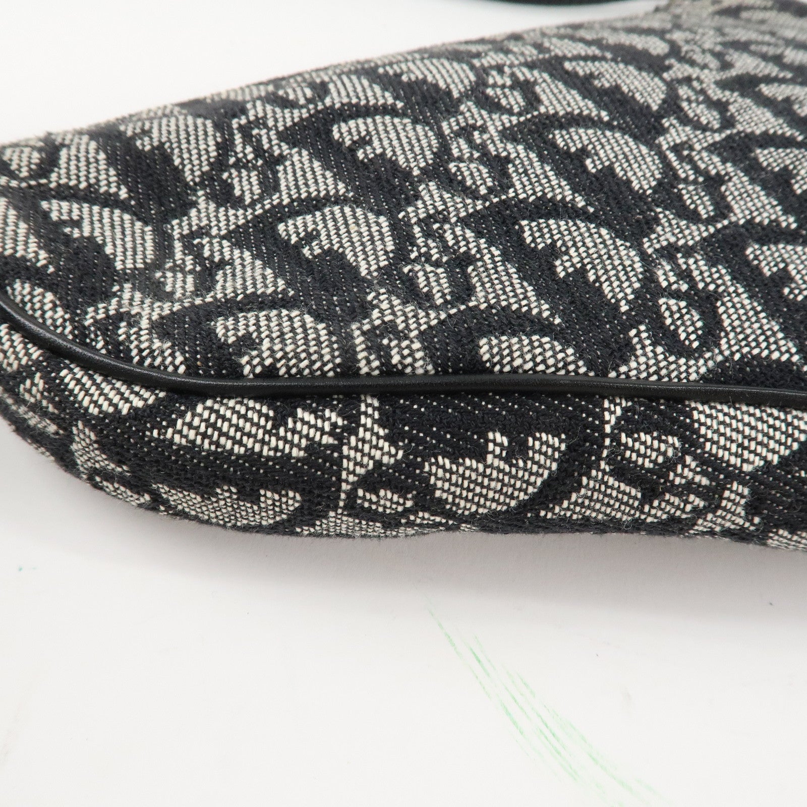 Christian Dior Trotter Canvas Leather Saddle Pouch Shoulder Bag Black Used