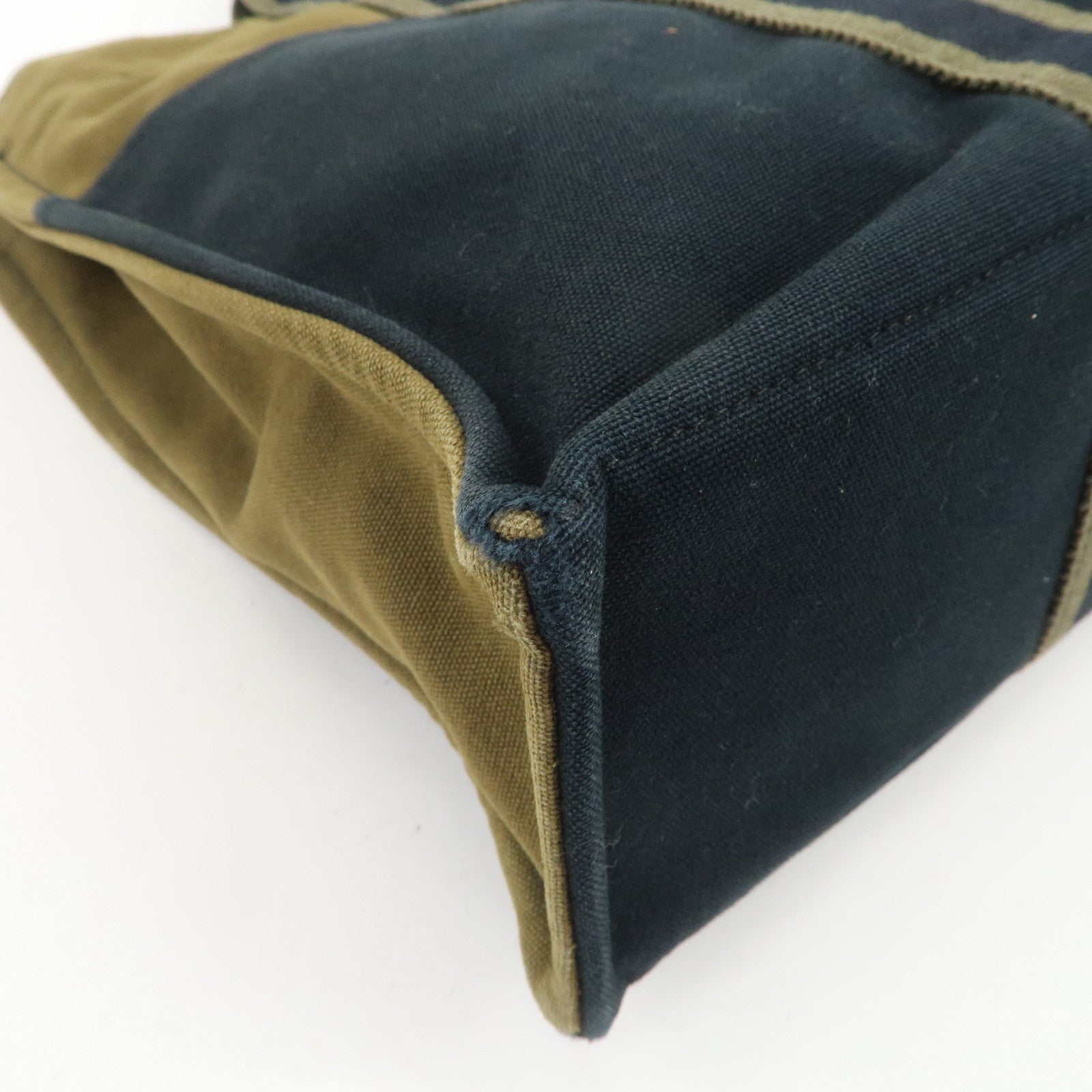 HERMES Fourre Tout MM Canvas Tote Bag Hand Bag Black Khaki