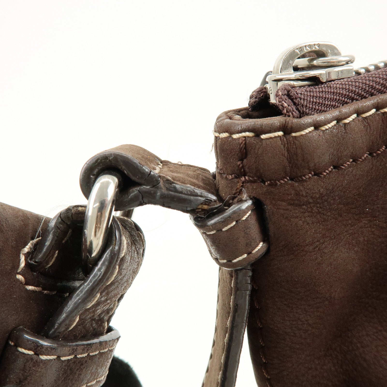 LOEWE Anagram Leather Canvas Shoulder Bag Crossbody Bag Brown Beige