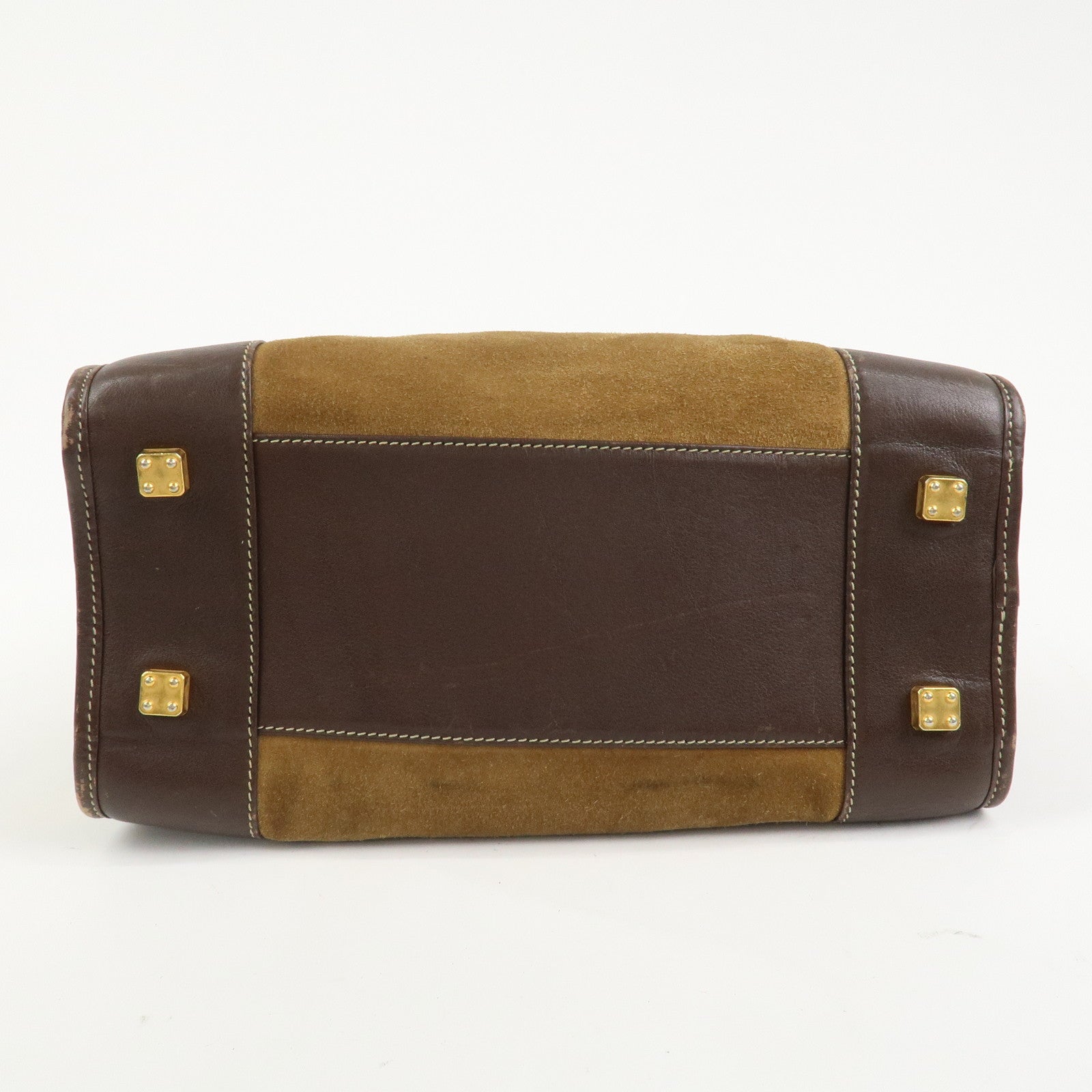 LOEWE Anagram Logo Amazona 32 Suede Hand Bag Boston Bag Camel