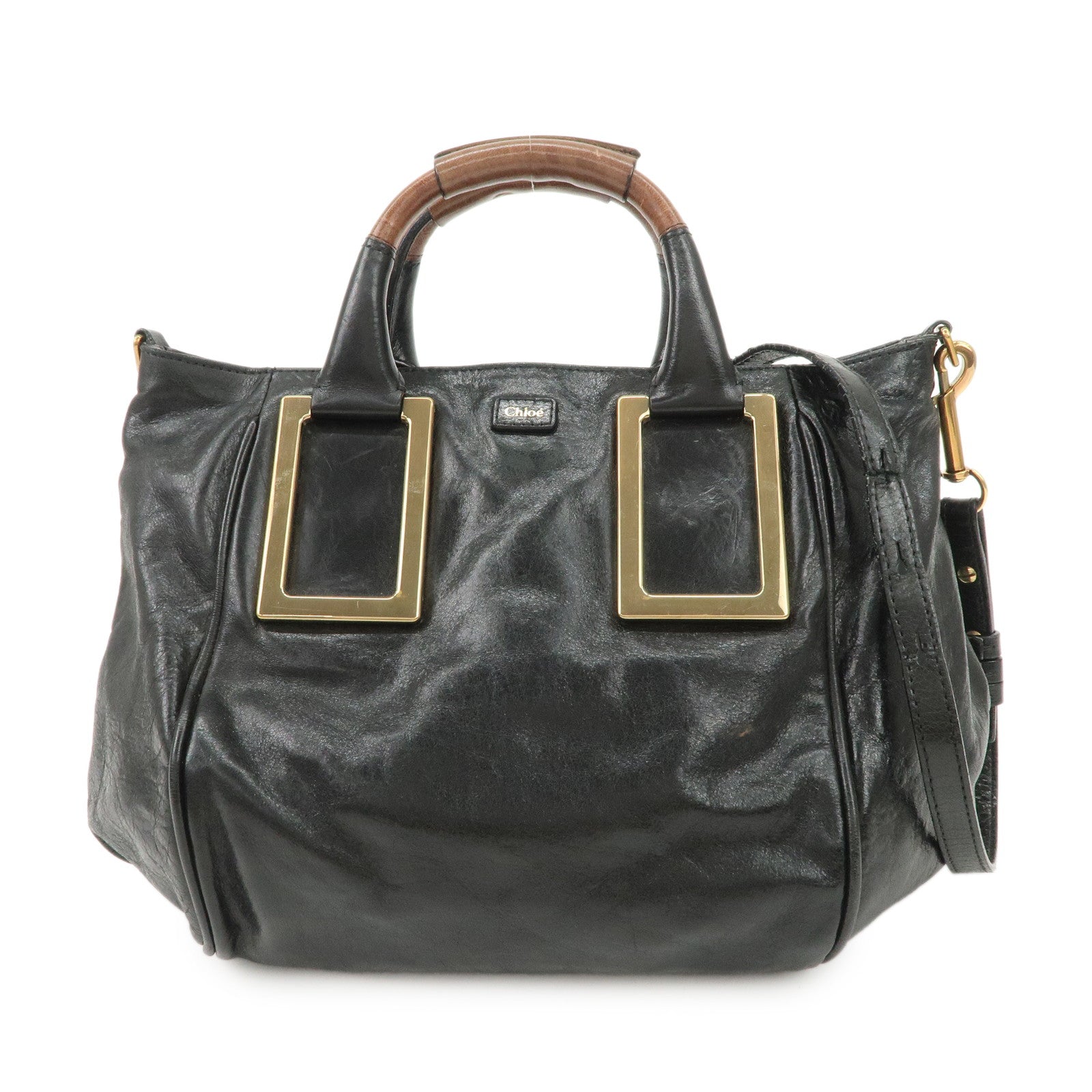 Chloe ETHEL Leather 2Way Hand Bag Shoulder Bag Crossbody Bag Black