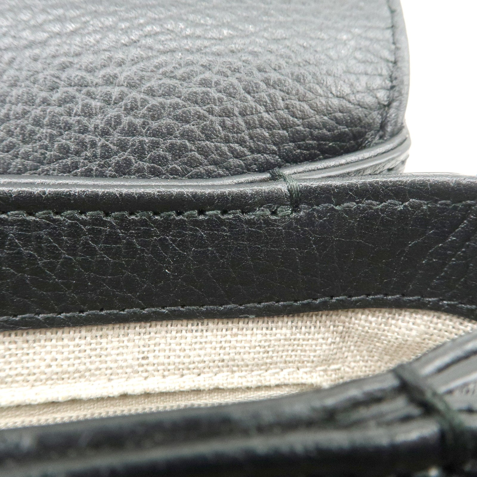 GUCCI Interlocking G Leather Chain Shoulder Bag Black 607720 Used