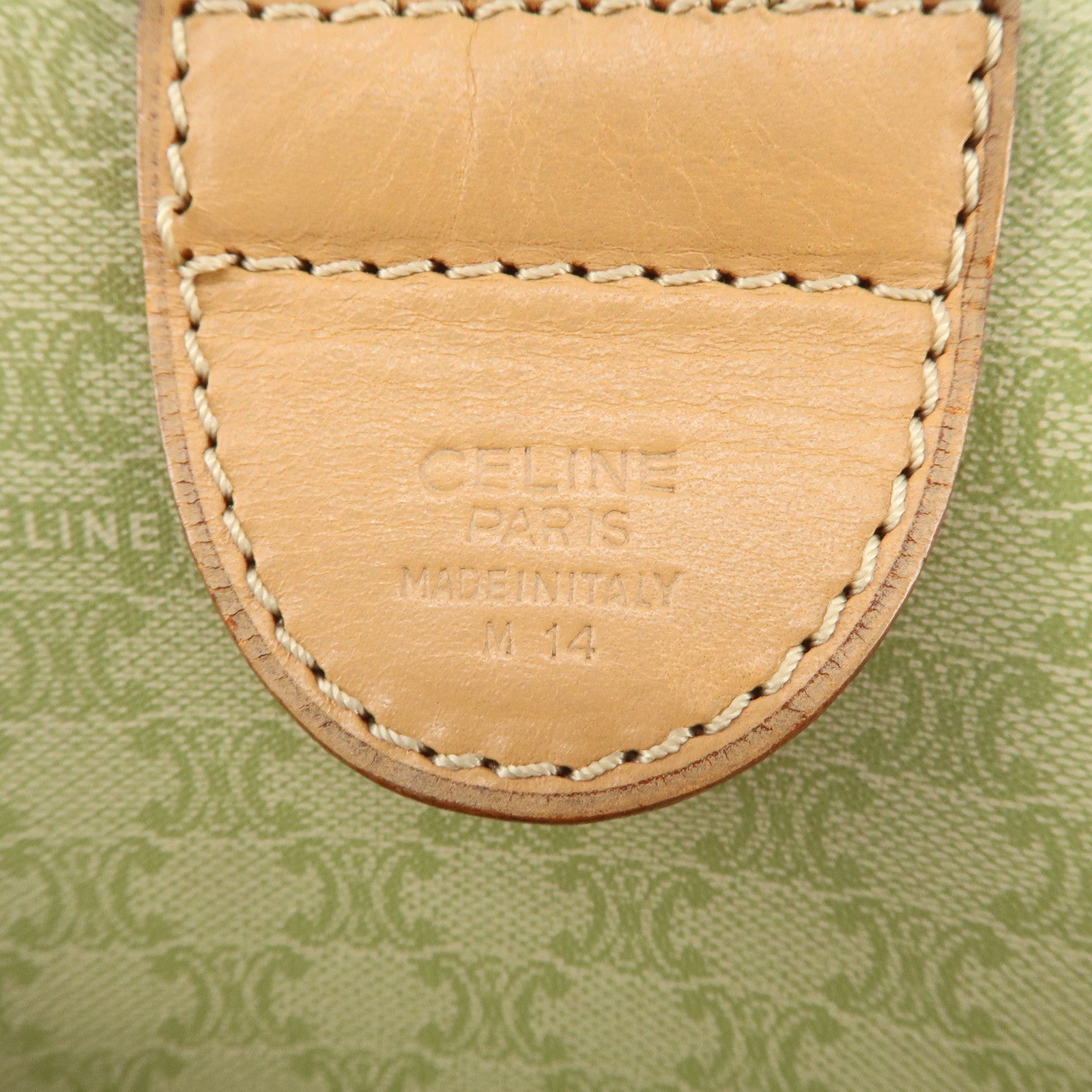 CELINE Macadam Logo PVC Boston Bag Hand Bag Beige