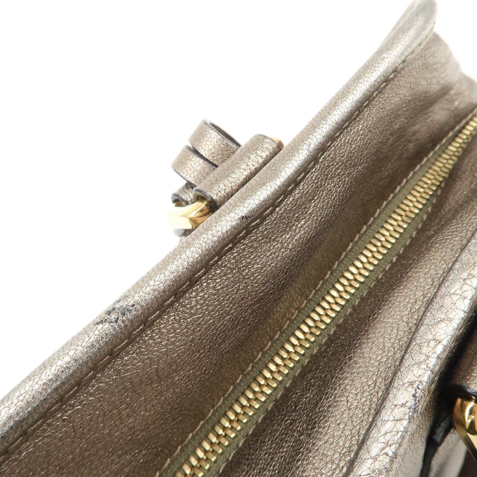 LOEWE Anagram Leather Amazona 28 Hand Bag Champagne gold Used